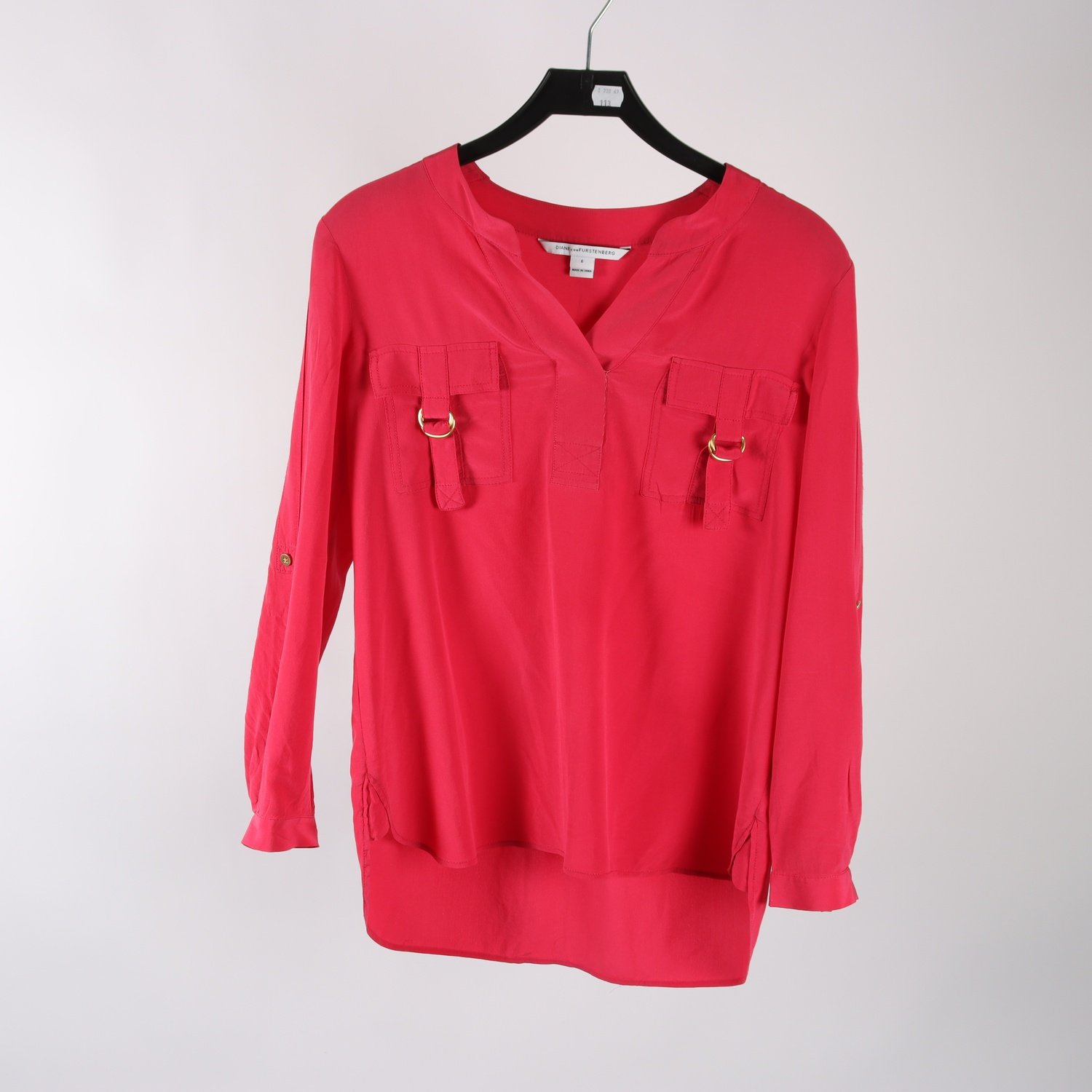 Blus, Diane Von Furstenberg, röd, stl. 6 (S)