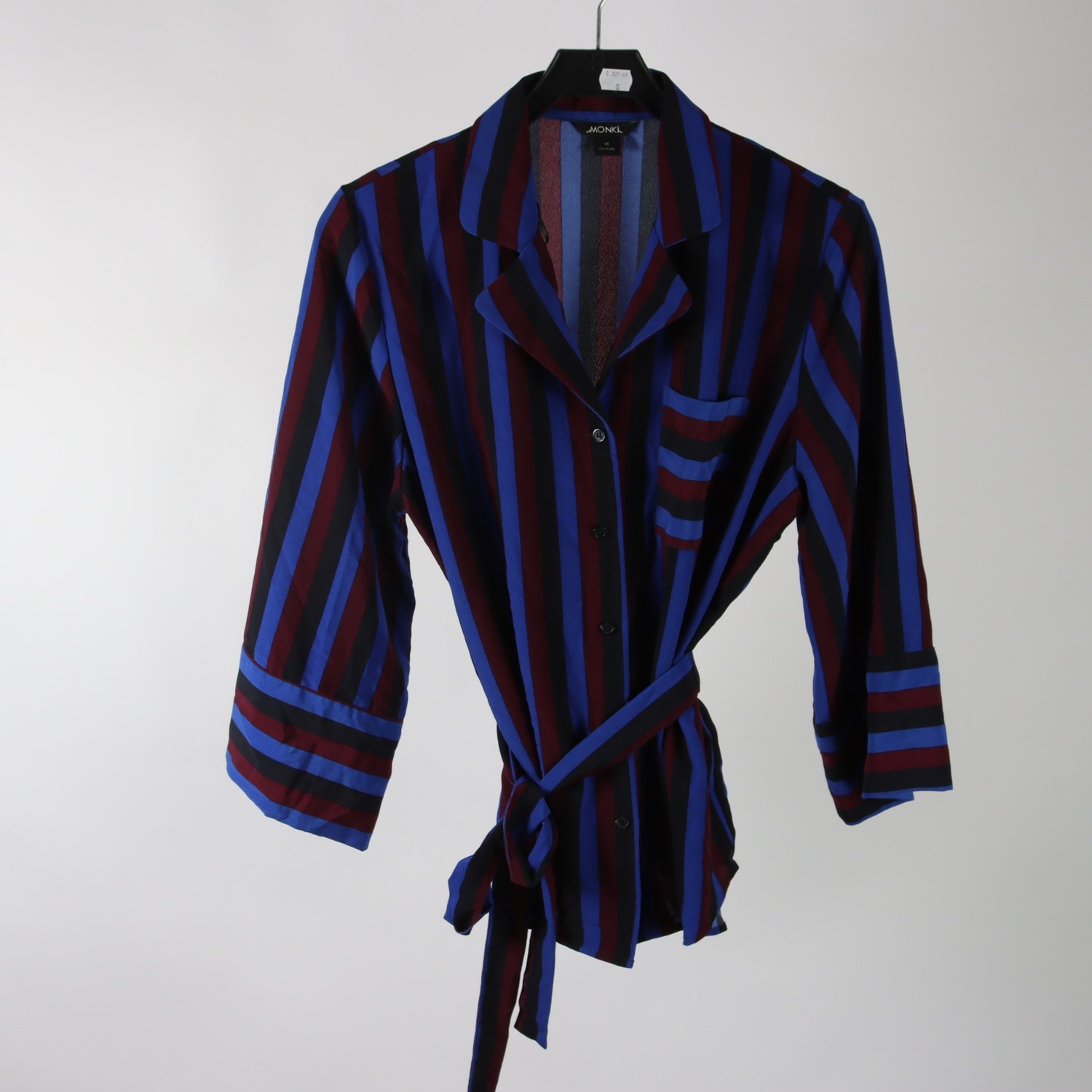 Blus, Monki, vinröd, blå, svart, stl. M