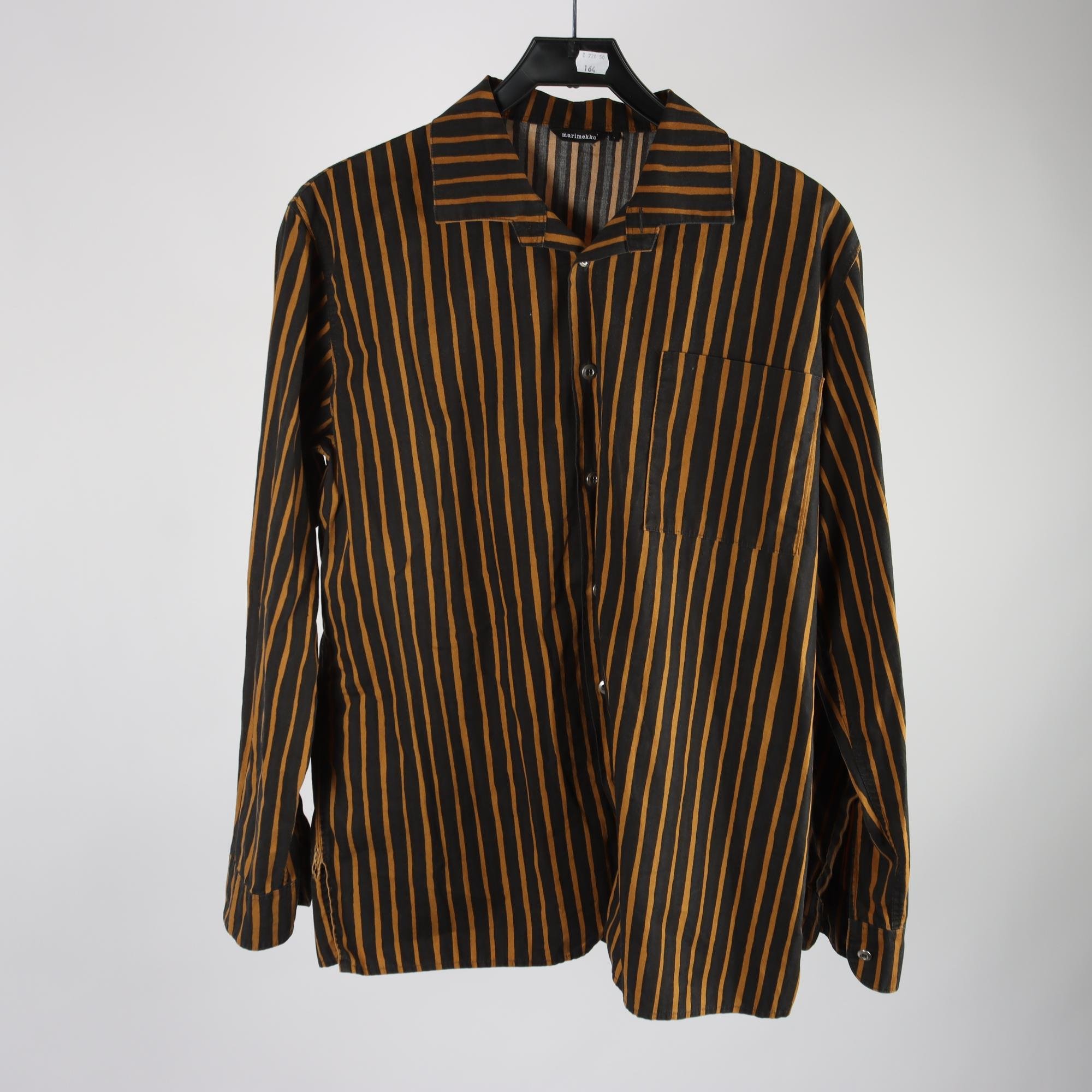 Skjorta, marimekko, svart, brun, randig, stl S