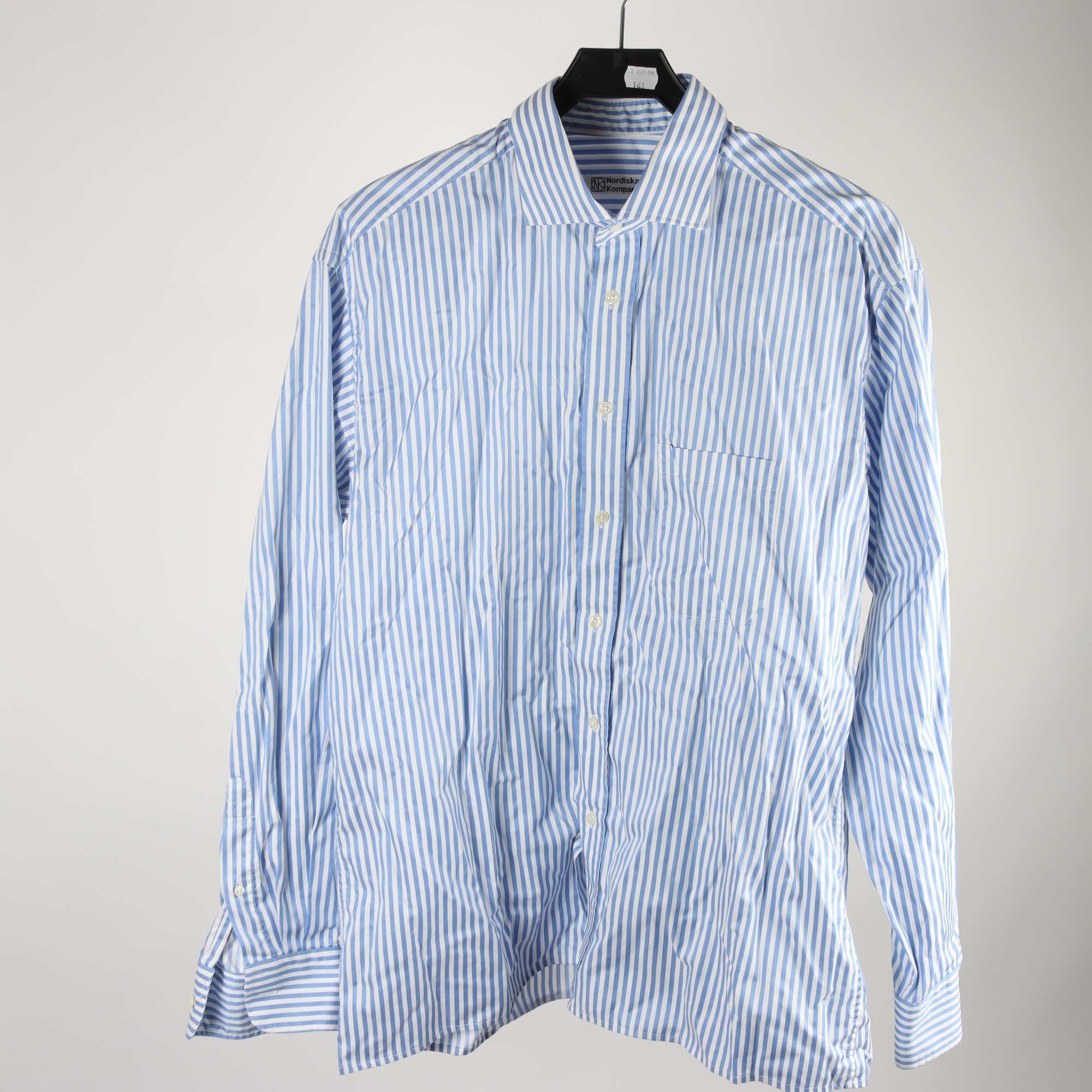 Skjorta, NK Nordiska Kompaniet, blå, vit, randig, stl. 43 (XL)