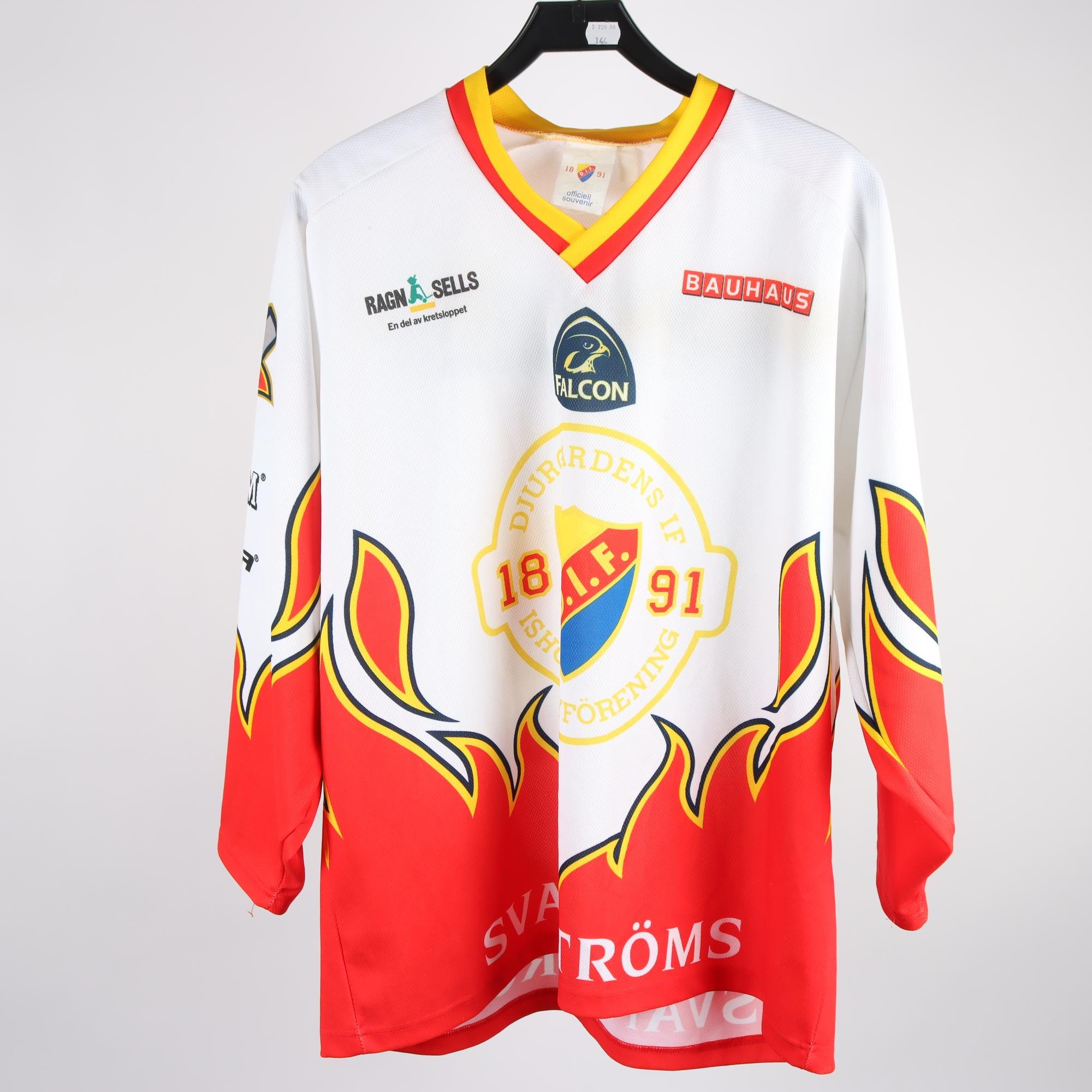 Hockeytröja, DIF Djurården, vit, röd, stl ca. S