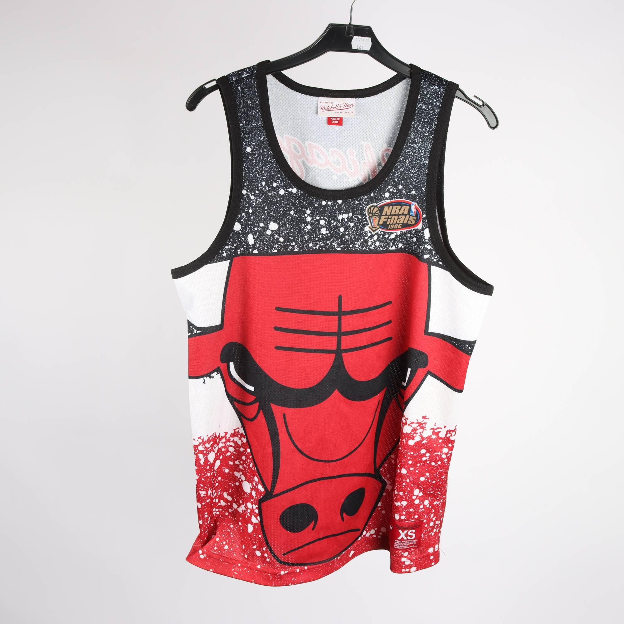 Basketlinne, Mitchell & Ness, Chicago, röd, svart. vit, stl. XS