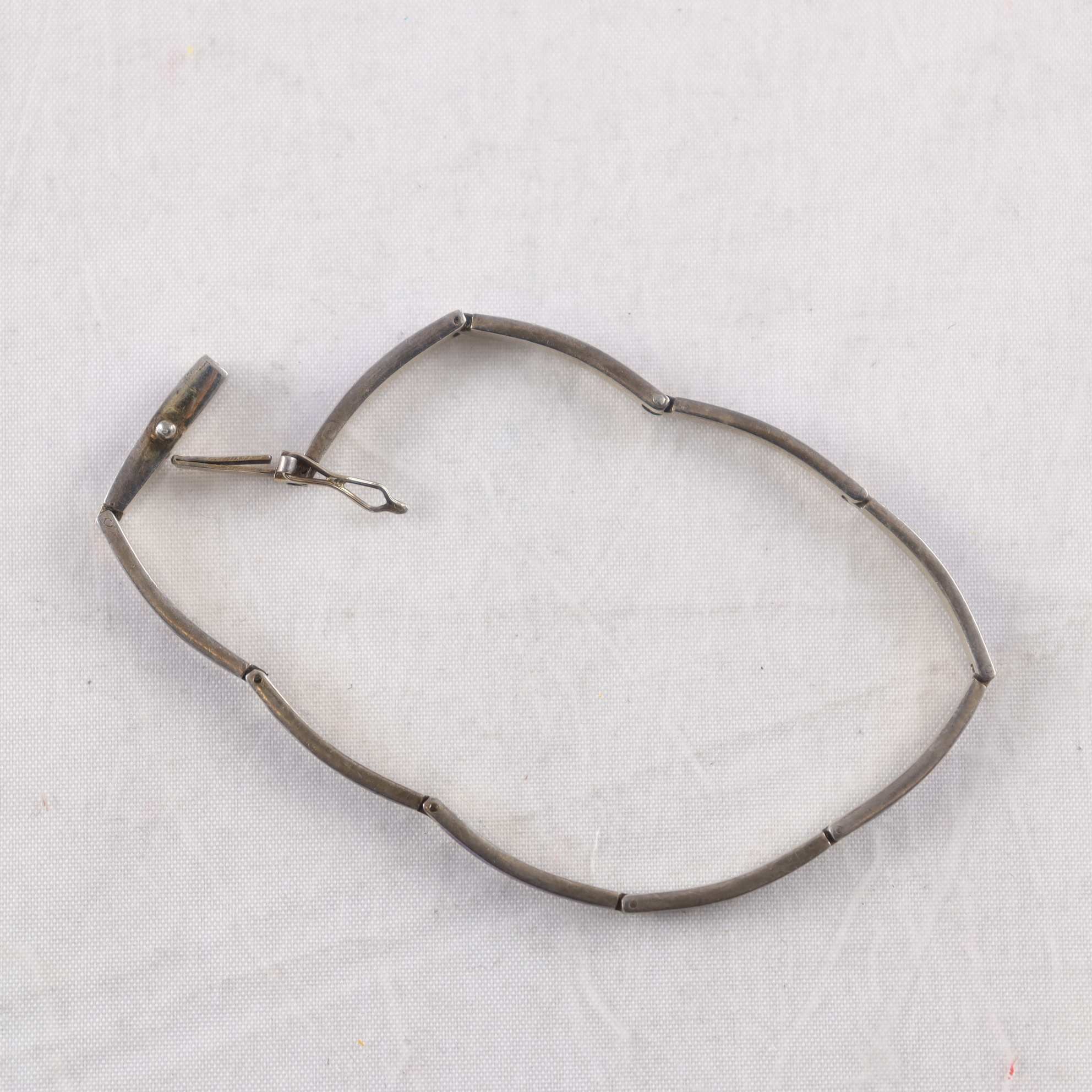 Armband, silver, stämplat 925, blå emalj.