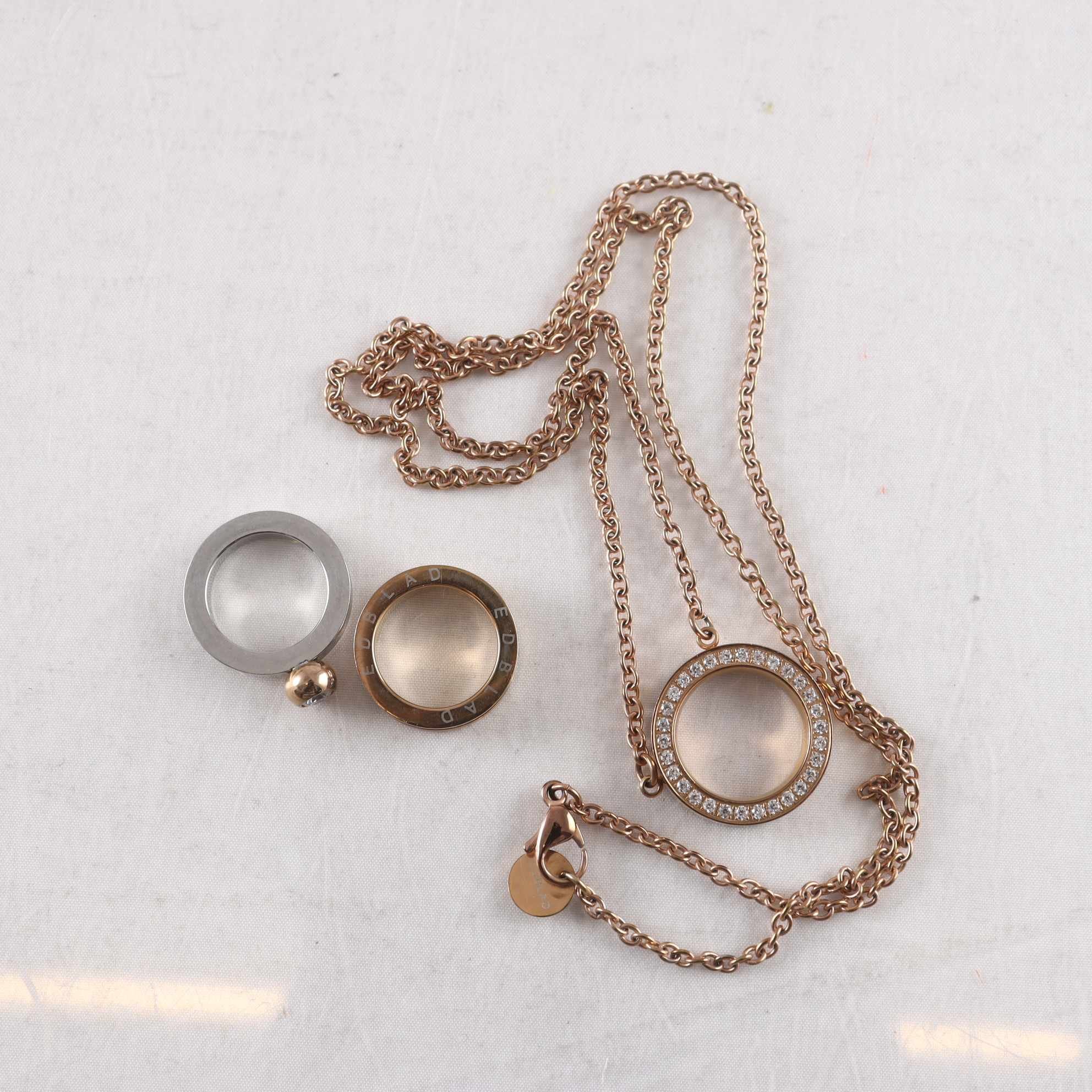 Smyckeset, Edblad, rostfritt stål, cubik zirkonia, 3 st.