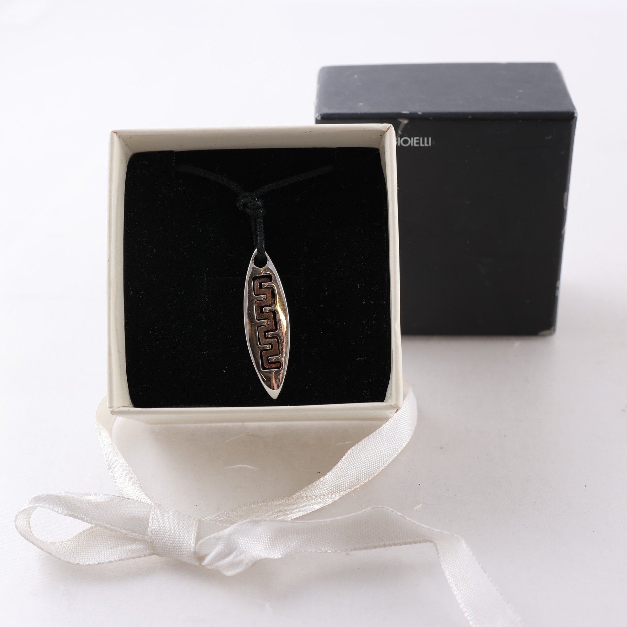 Halsband, Franco Gioielli, Läder, Silverhänge, Brv: 3.9g