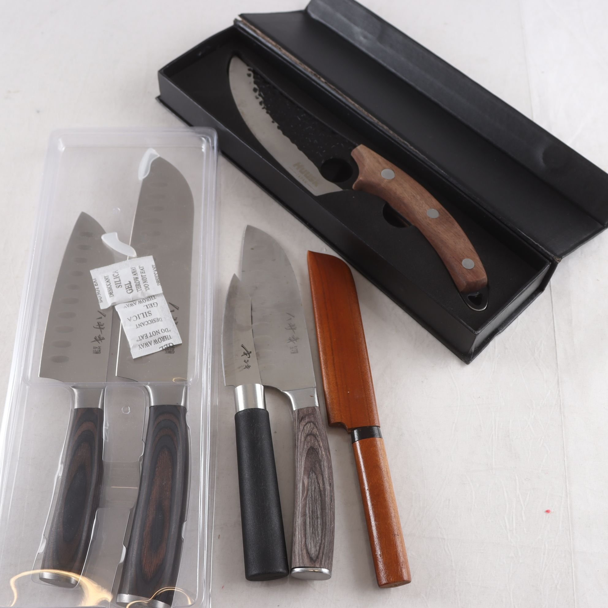 Knivar, japanska köksknivar, blandade märken. 6 st. Samfraktas ej.