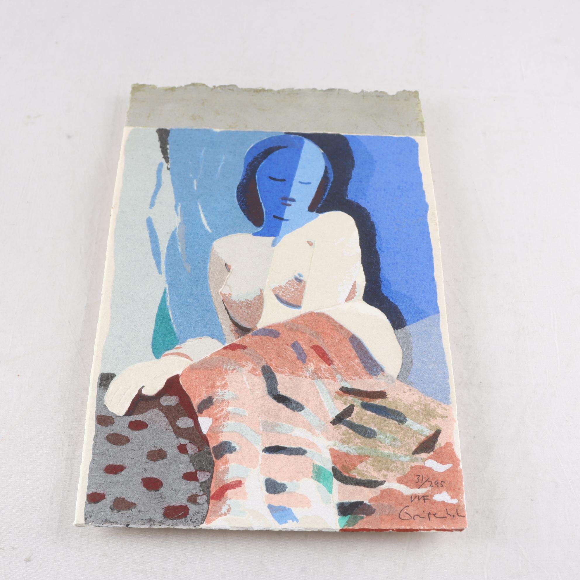 Färglitografi, Den blå, Ulf Gripenholm, (f. 1943), sign. 31/295. Samfraktas ej.