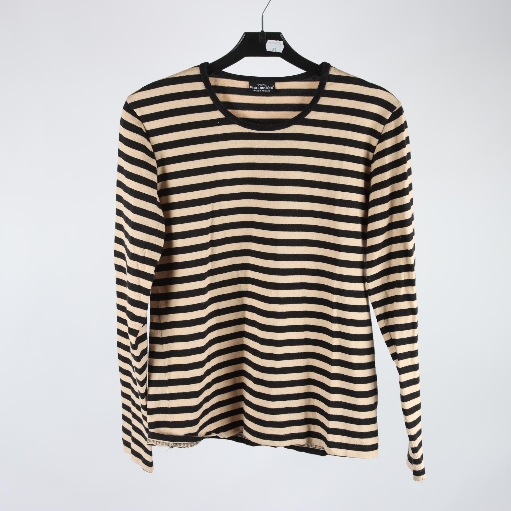 Tröja, marimekko, beige, svart, randig, stl ca. S/M