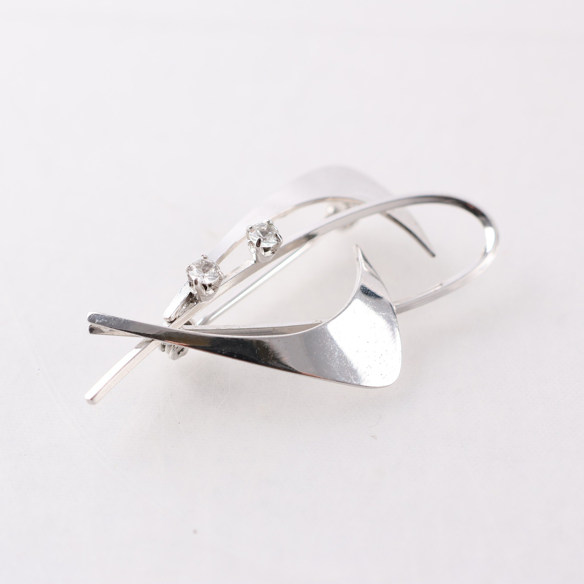 Brosch, guldöverdraget silver, stenar, brv: 3.2g