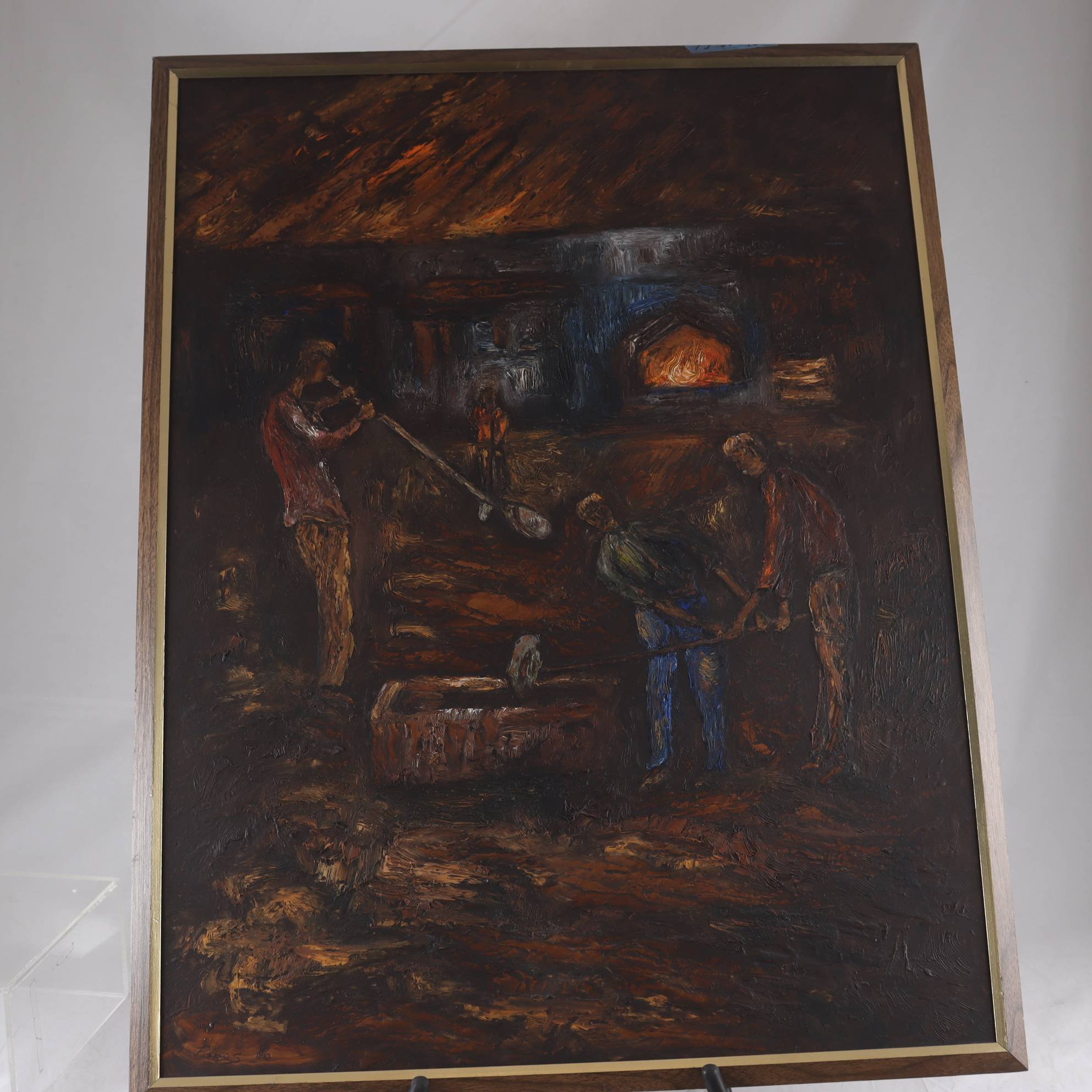 Olja på pannå, Panos Tsarouchas, (f.1928), Grekland, sign. Endast avhämtning.