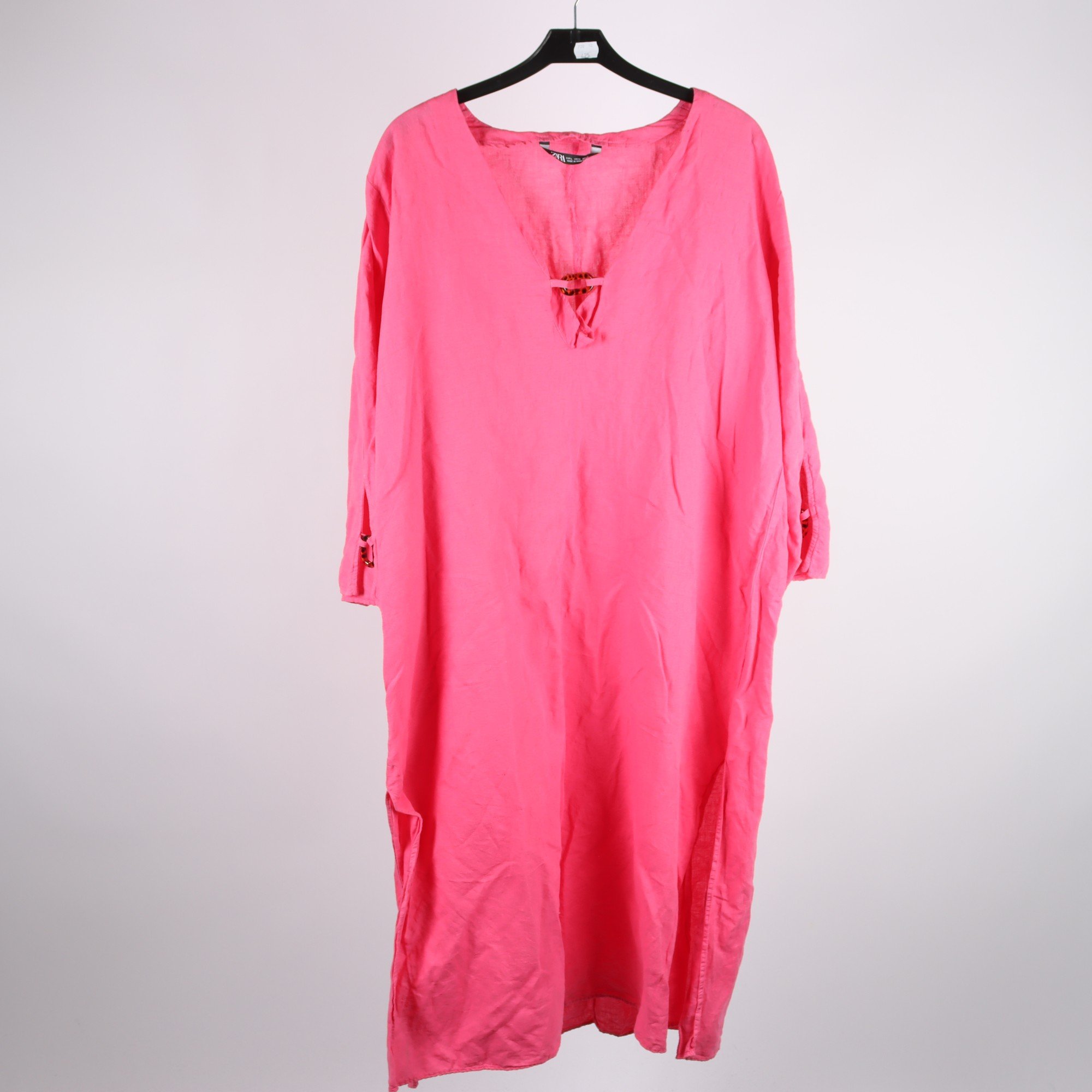 Klänning, Zara, rosa, lin, stl. L.