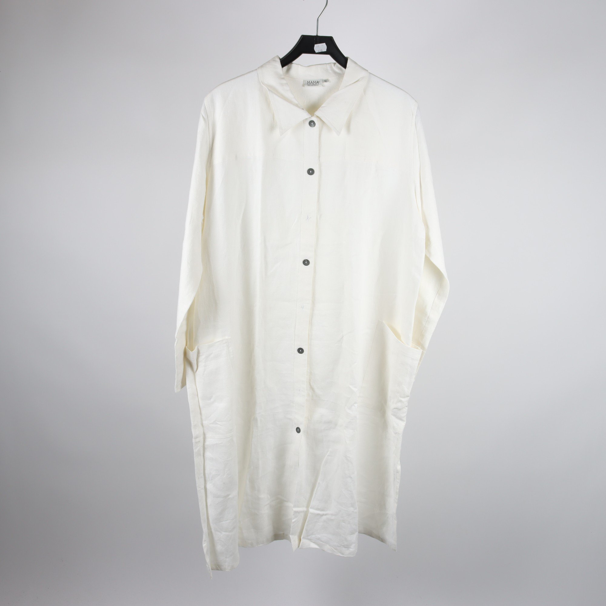 Kappa/klänning, Mama, vit, lin, stl. XL.