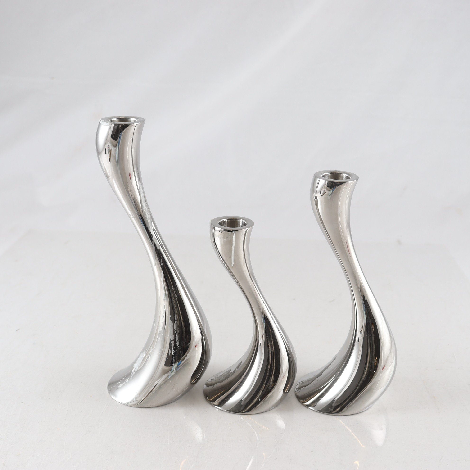 Ljusstakar, rostfritt stål, Georg Jensen, 3 st