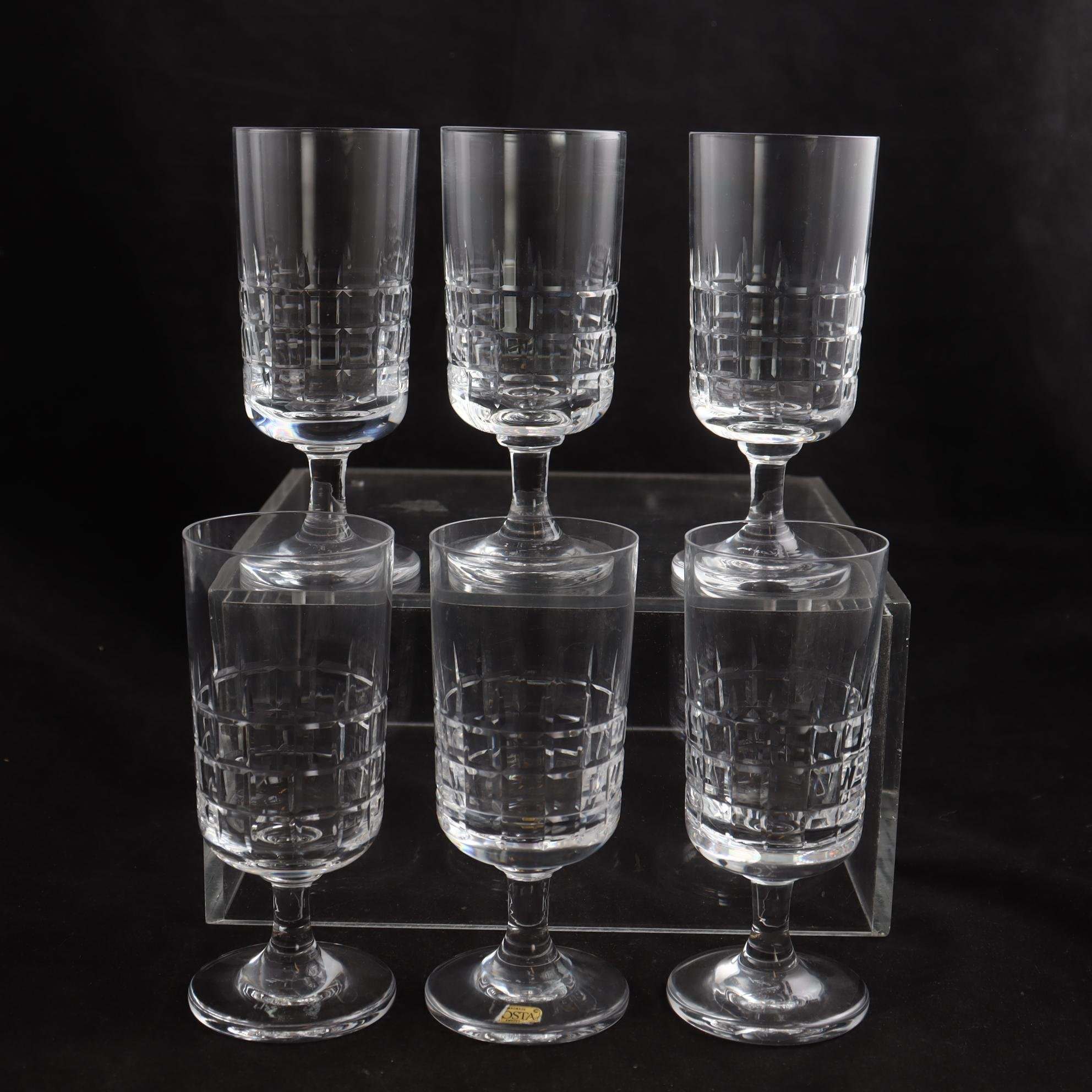 Vitvinsglas, City, Vicke Lindstrand, Kosta Boda, 6 st. Samfraktas ej.