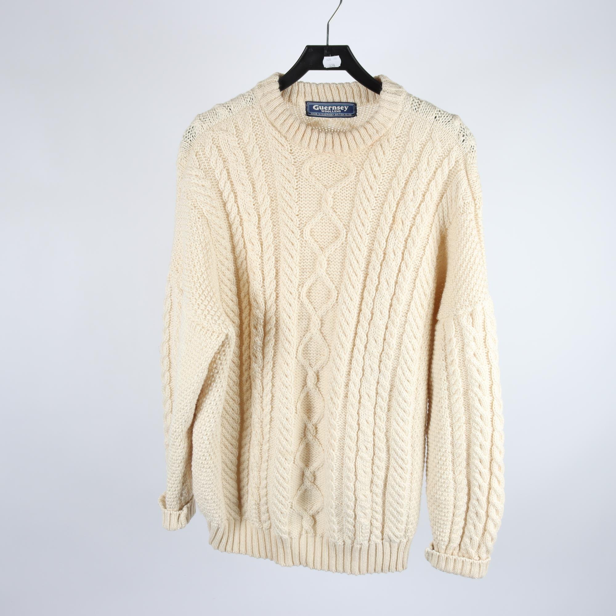 Tröja, Guernsey, offwhite, ull, stl. XXL.