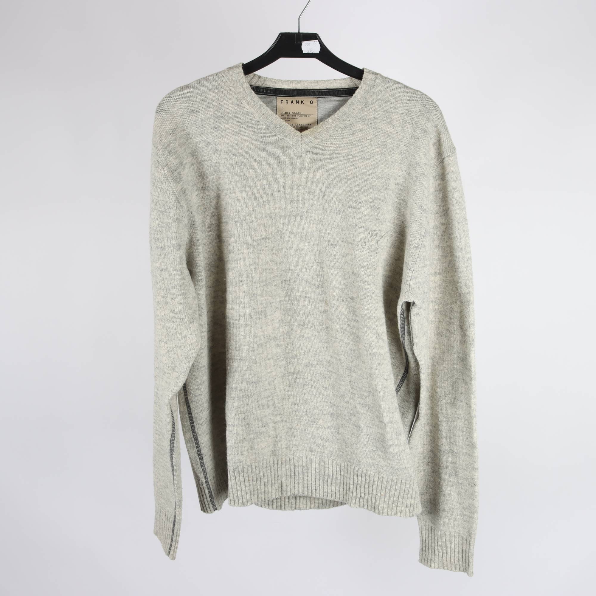 Tröja, Frank Q, grå, lammull, stl. L.