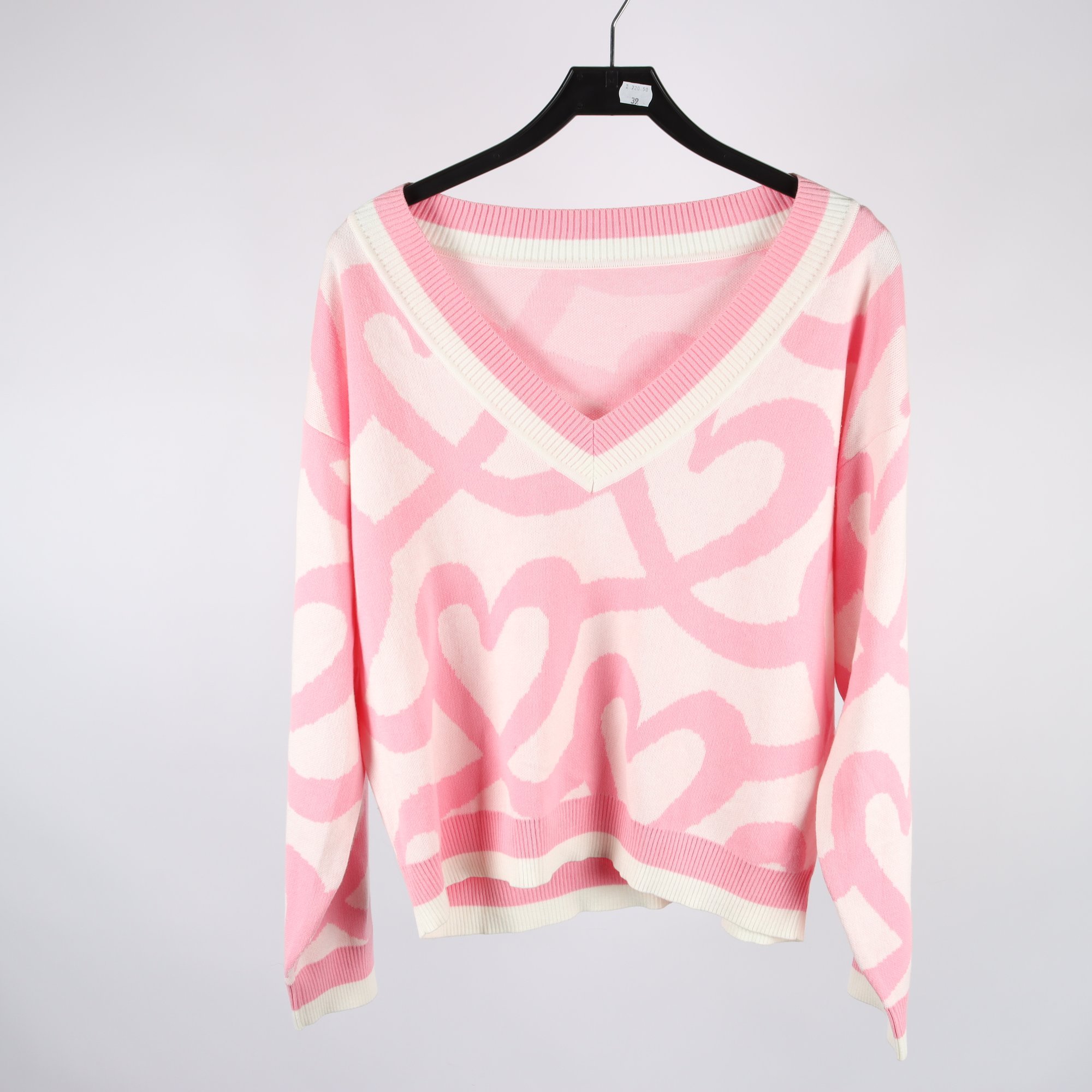 Tröja, Daily Sports, rosa, vit, mönstrad, stl. M