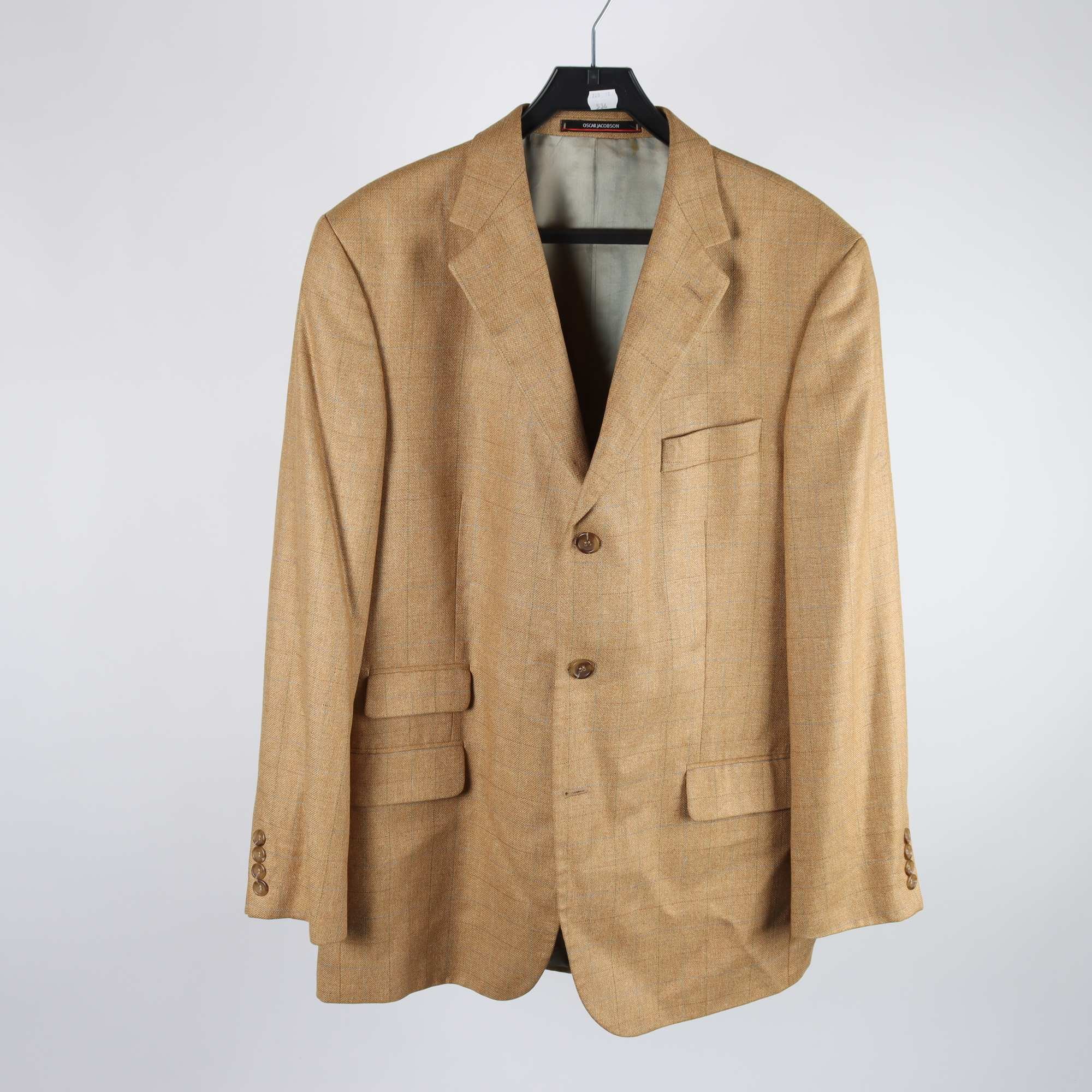 Kavaj, Oscar Jacobson, beige, ull, silke, stl. 52.