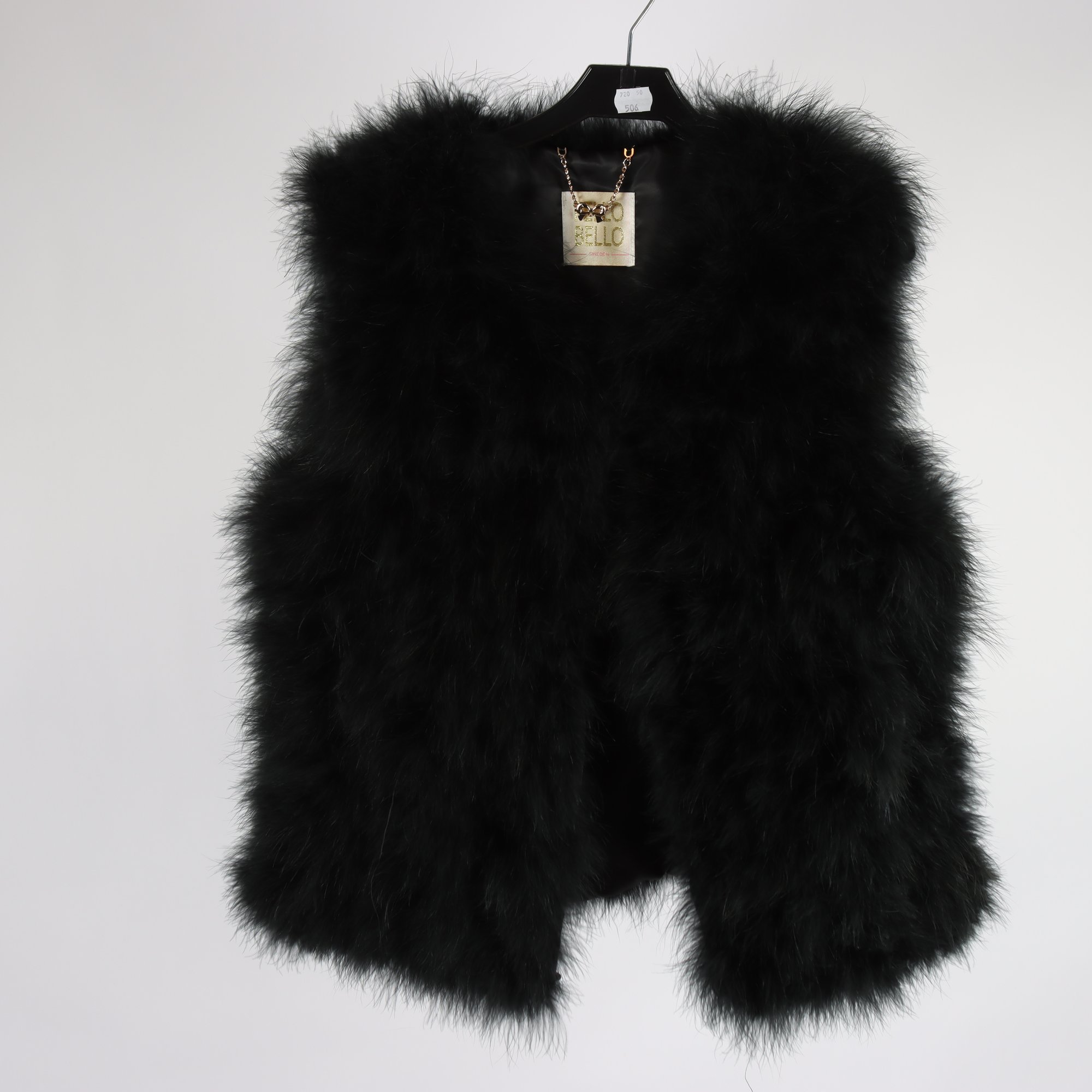 Väst, Pello Bello, svart, 75% fjäder, stl ca. S