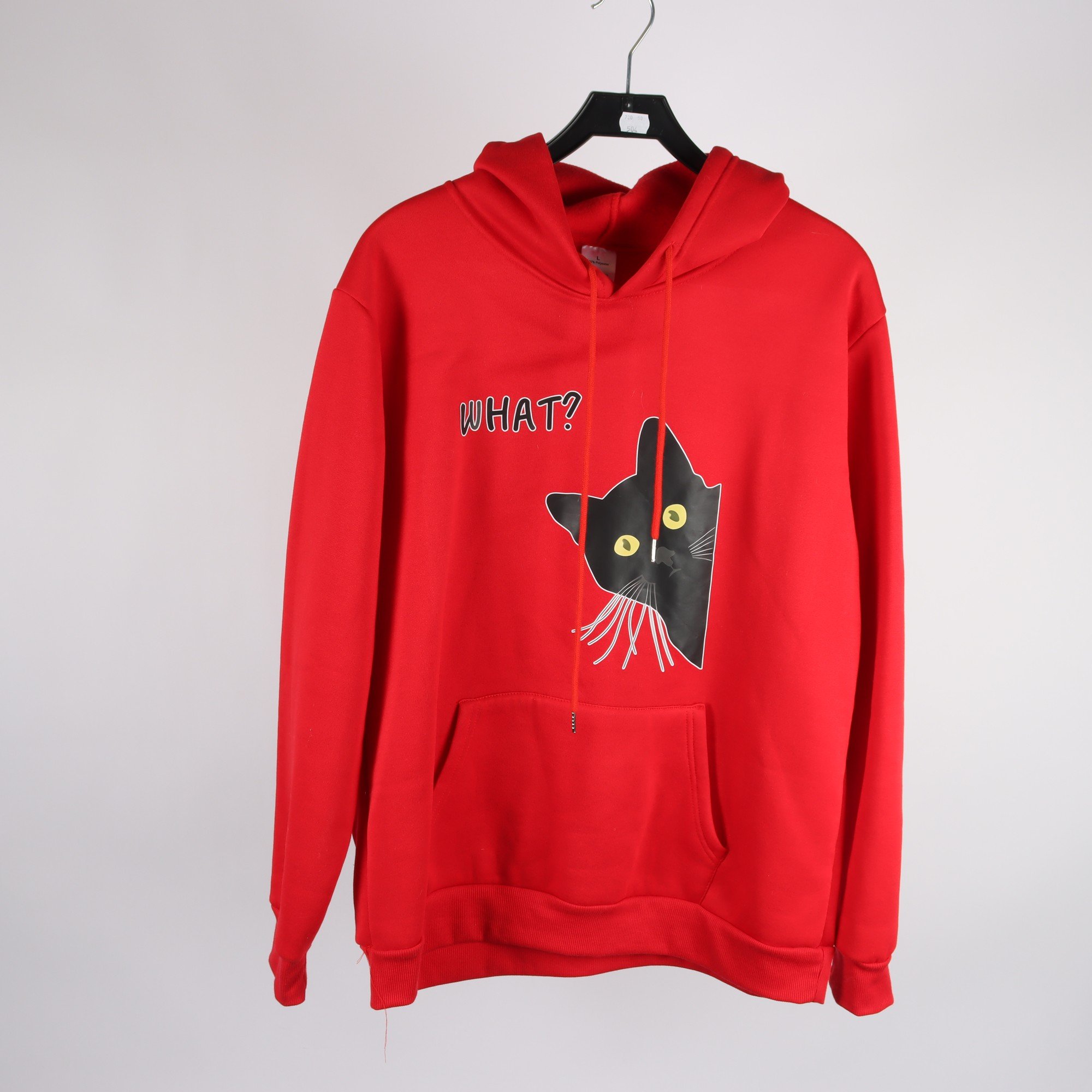 Hoodie, Okänd, röd, katt, stl. L.