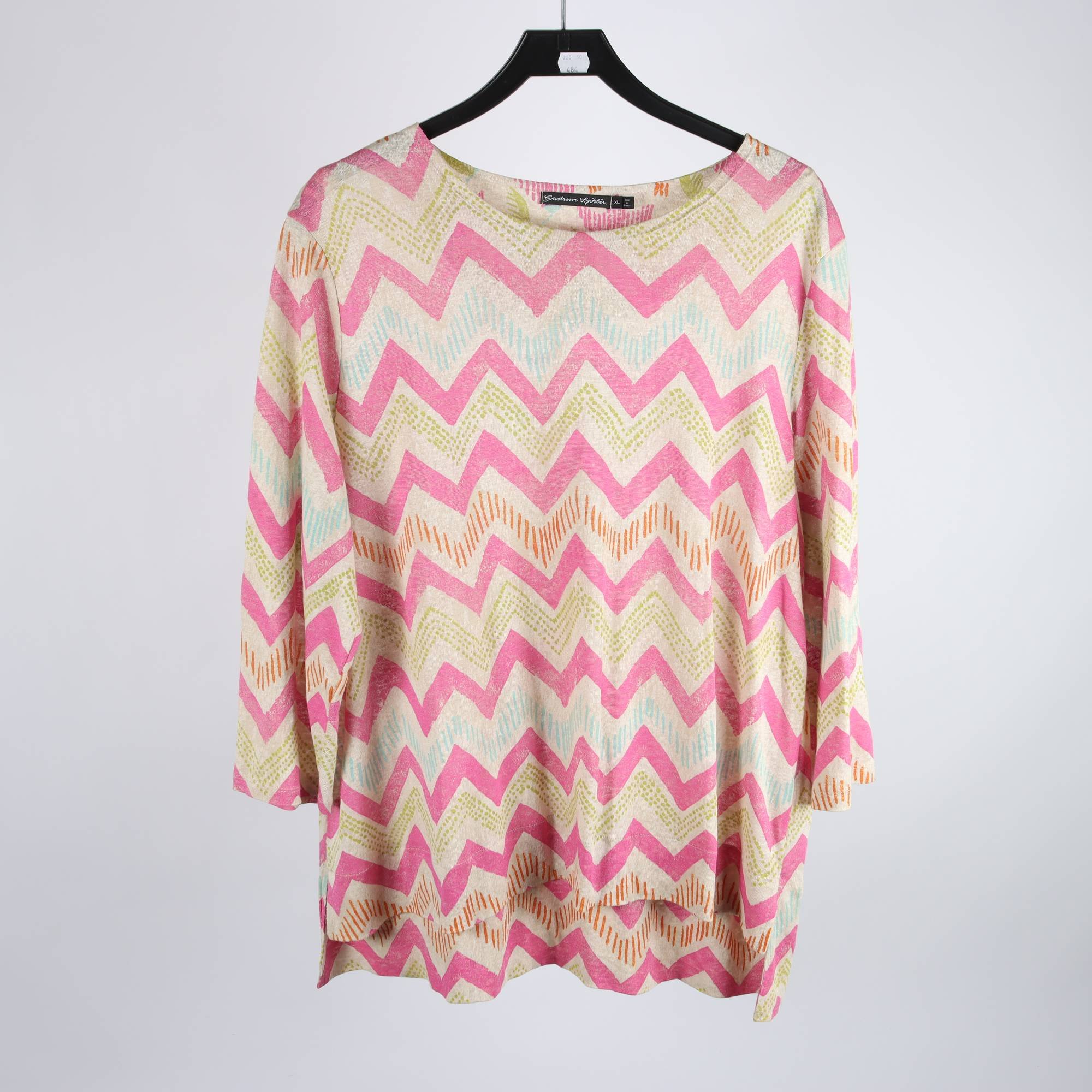 Tröja, Gudrun Sjödén, rosa, beige, lin, stl. XL.