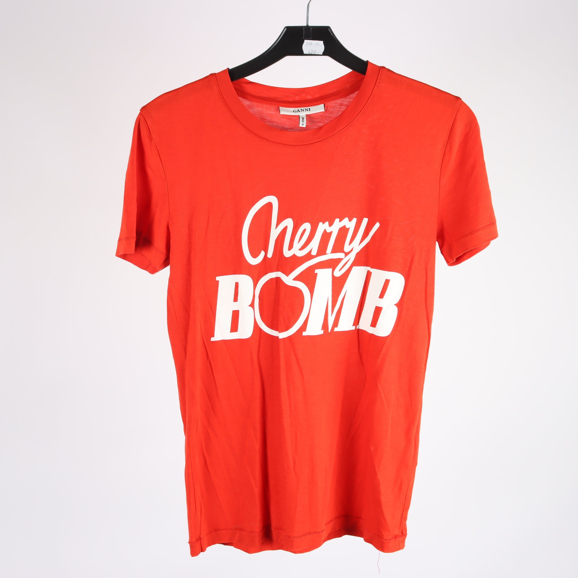 T-shirt, Ganni, röd, vit, stl. S.