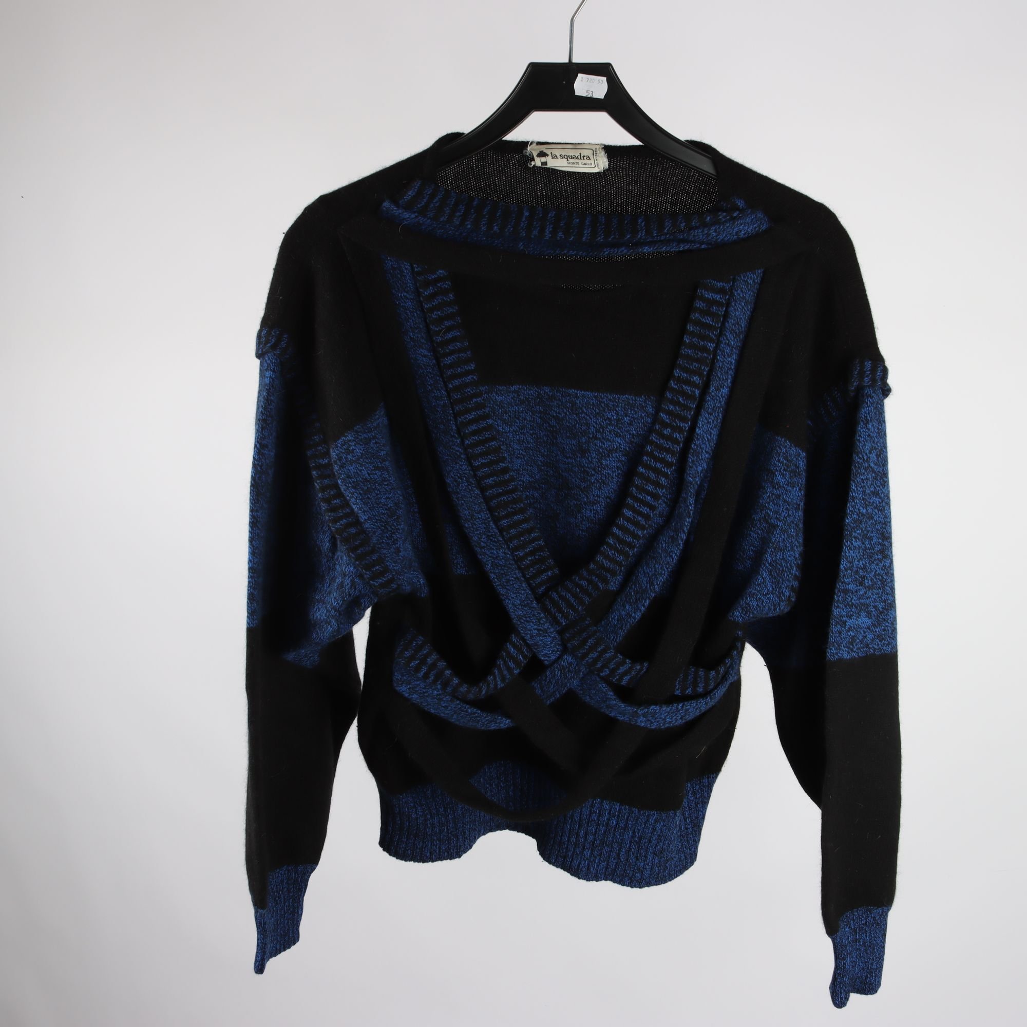 Tröja, vintage, La Squadra. blå, svart, stl ca. M/L