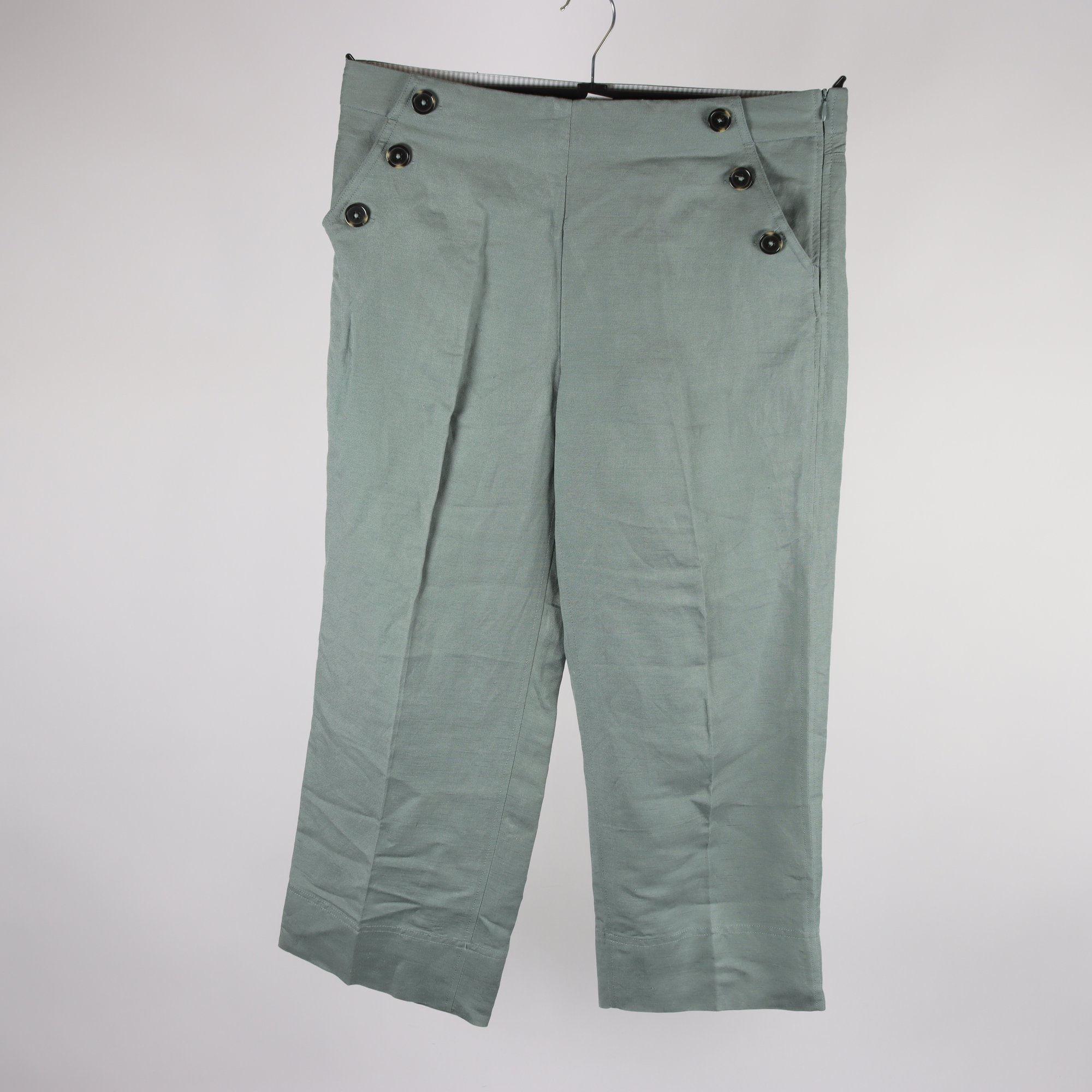 Ankelbyxor, Dobber, grå/grön, lin, stl. 40.