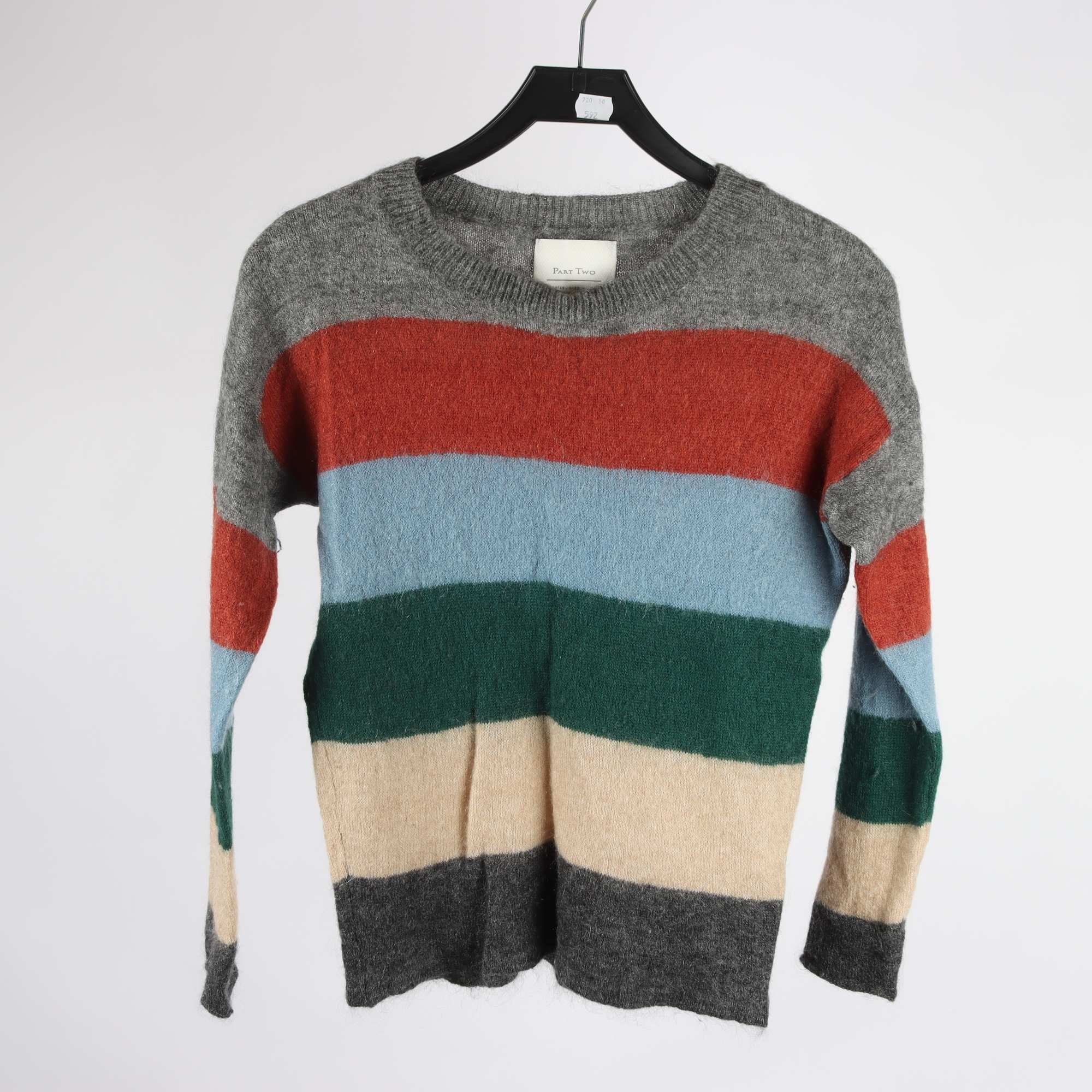 Tröja, Part Two, randig, grå, blå, ull, mohair, stl. XS.