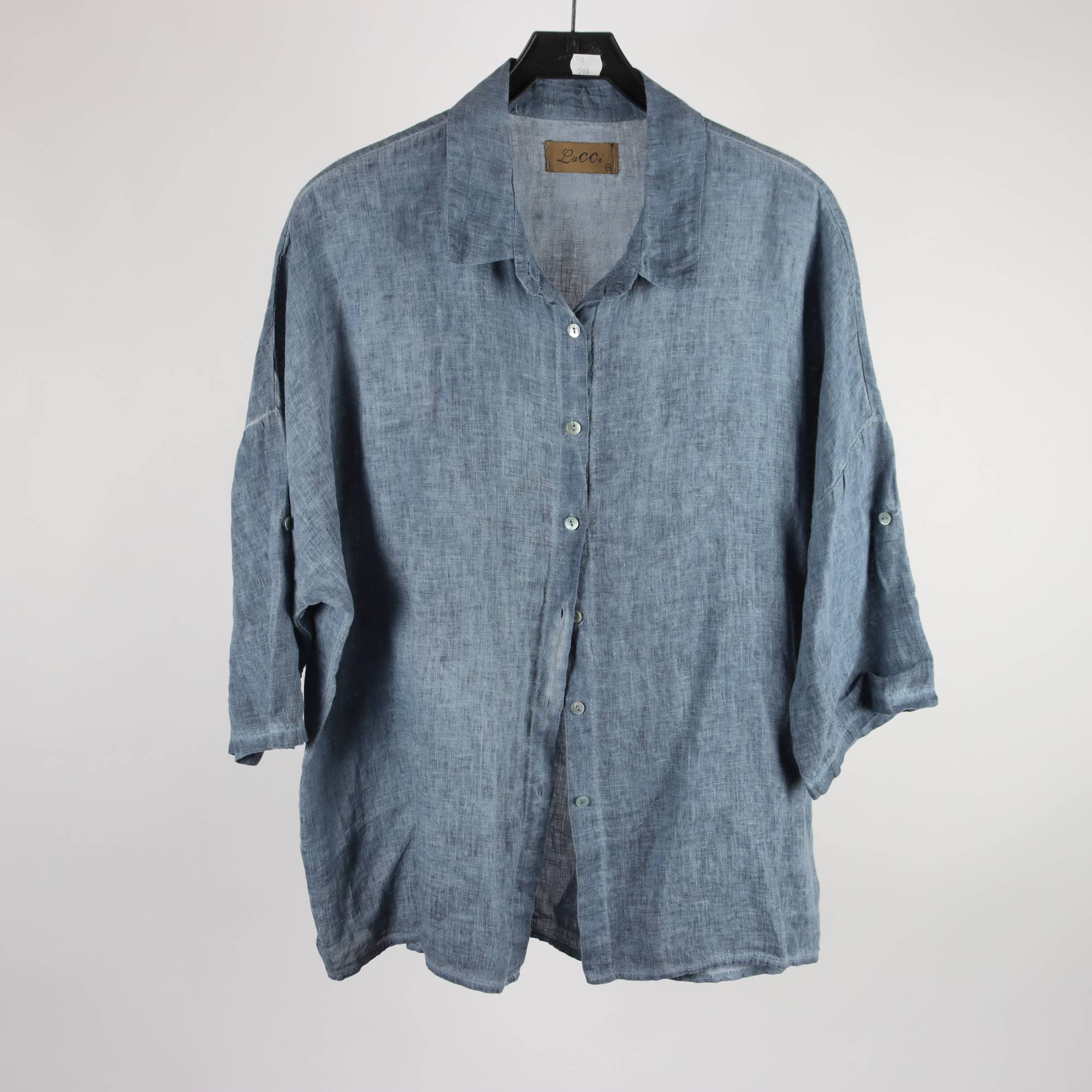 Blus, Lacci, blå, lin, stl. L/XL.