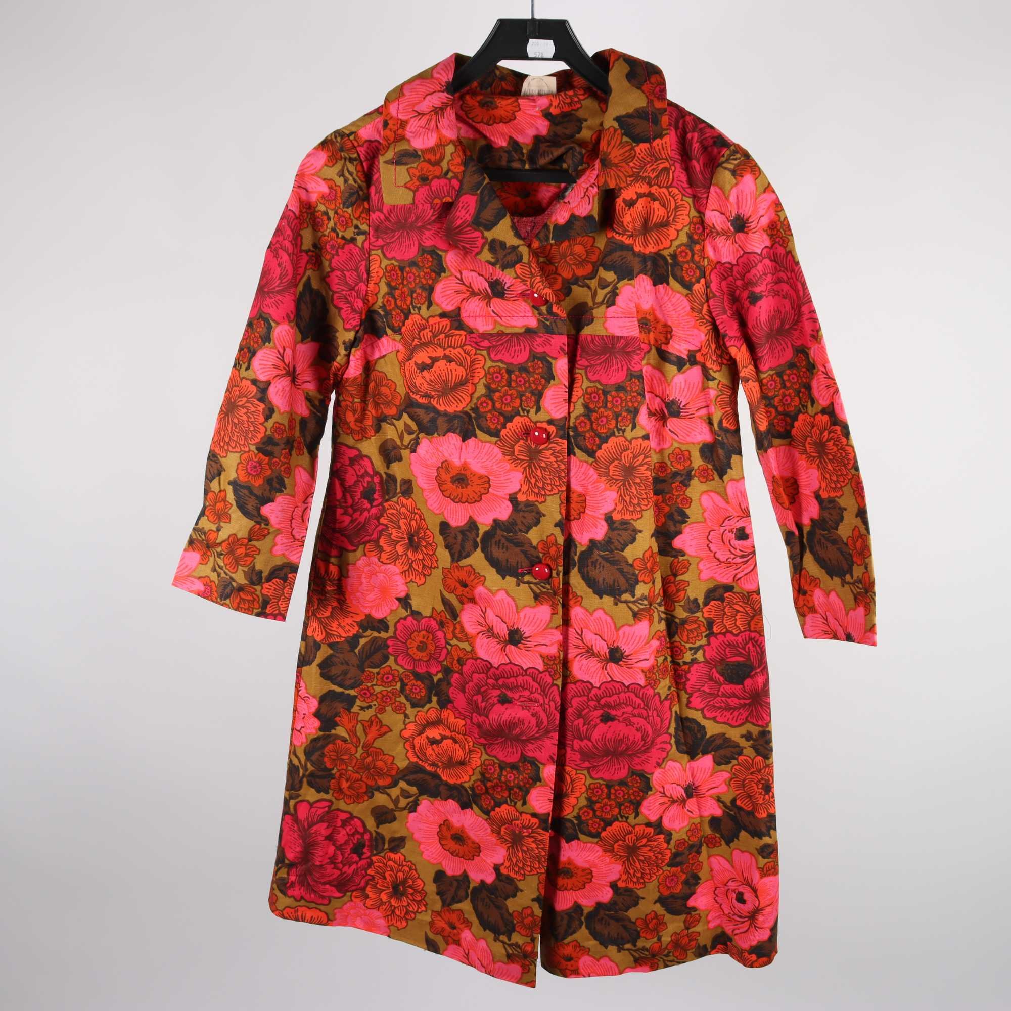 Klänning, Kubensons, blommig, rosa, retro, stl. 38.