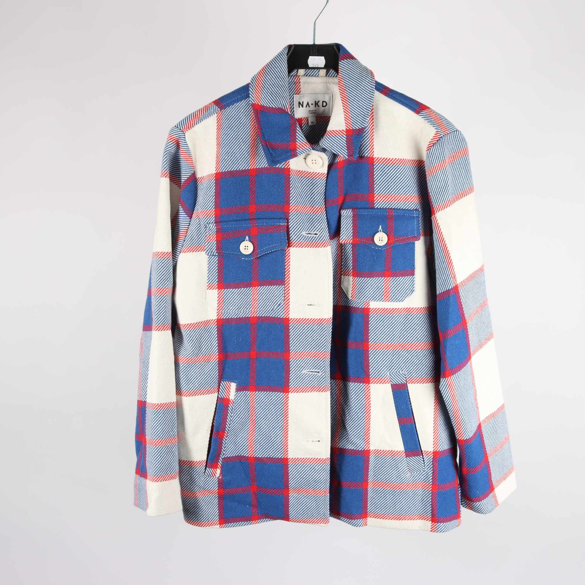 Jacka, Na-Kd, rutig, blå, vit, stl. 38.