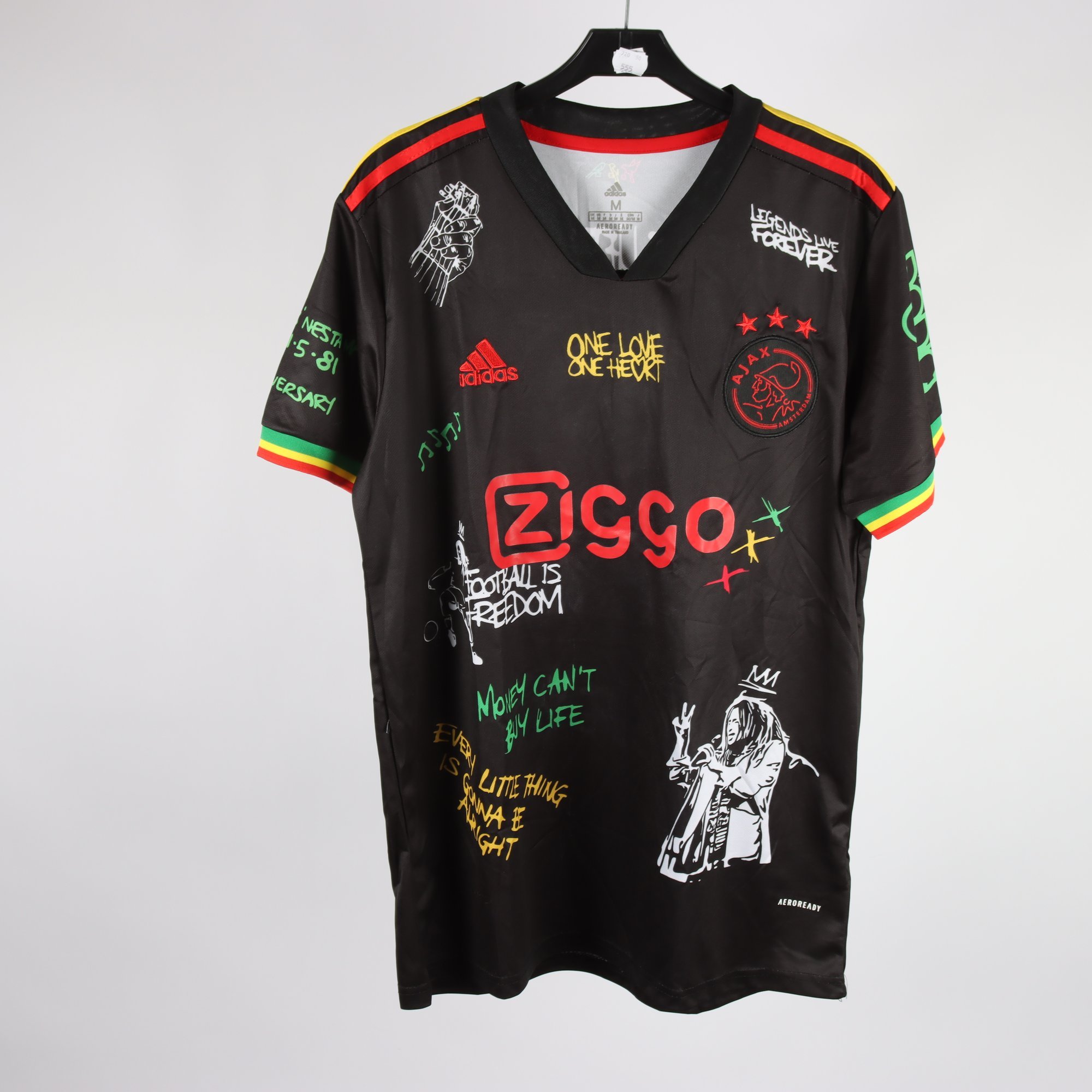 Sporttröja, Adidas, Bob Marley, Ziggo, Ajax, svart, stl. M.
