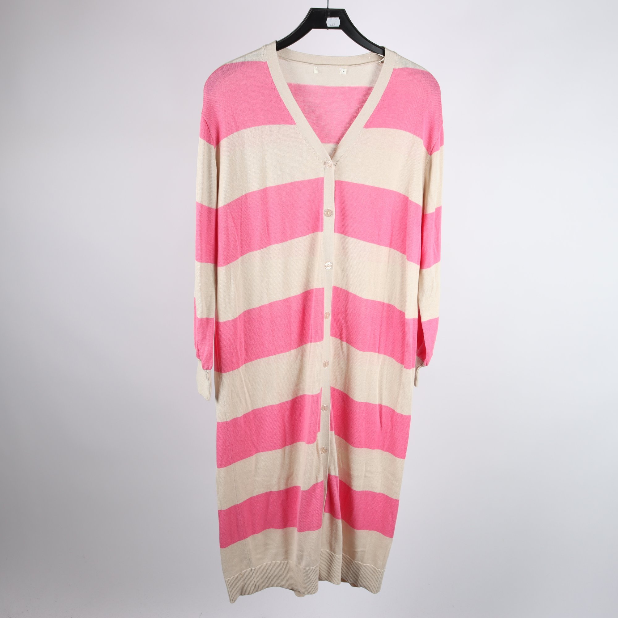 Kofta, Okänd, randig, vit, rosa, oversize, stl. S.