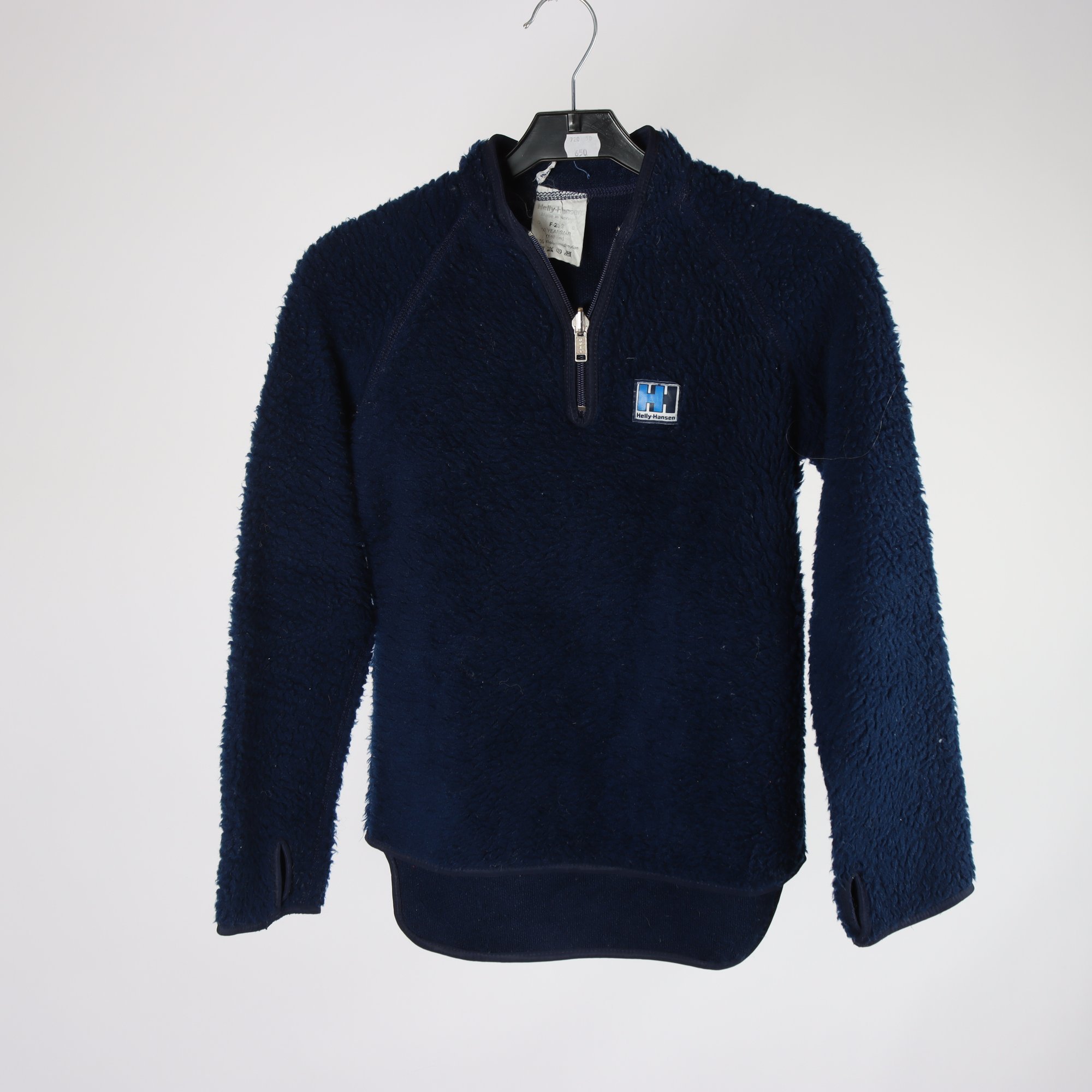 Teddytröja, Helly Hansen, blå, pile, stl. 140.