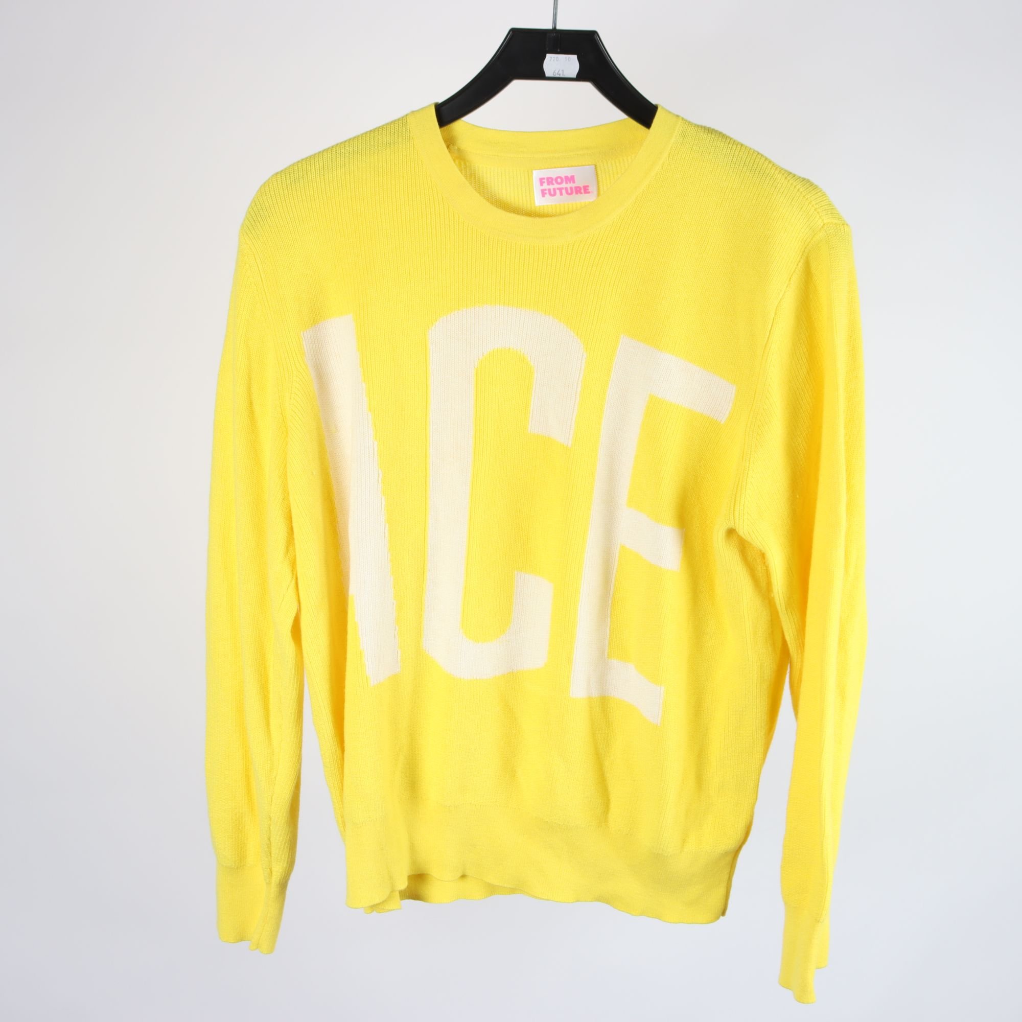 Tröja, From Future, gul, vit, bomull, cashmere, stl. XL.