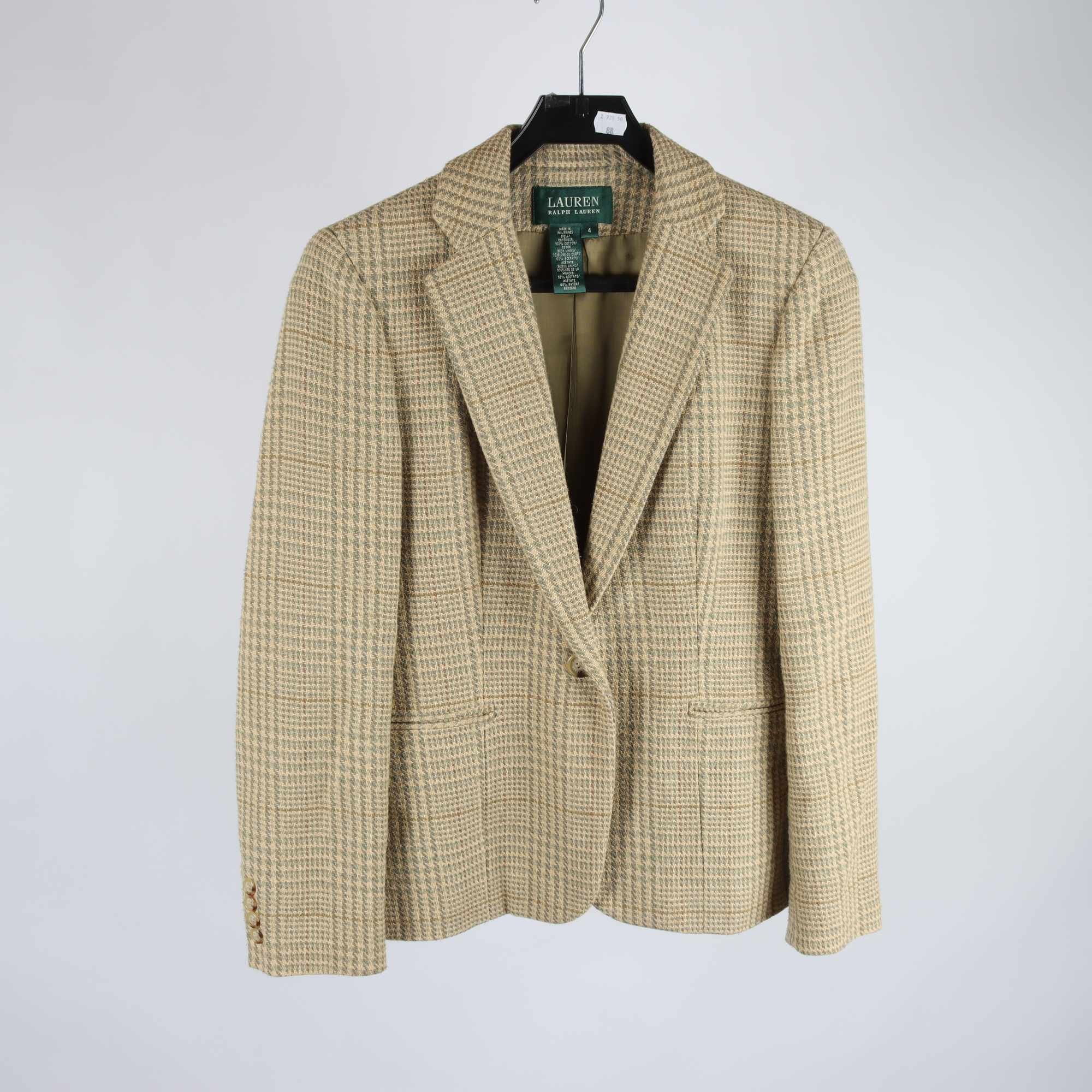 Kavaj, Ralph Lauren, beige, mönstrad, stl. 4 (XS)