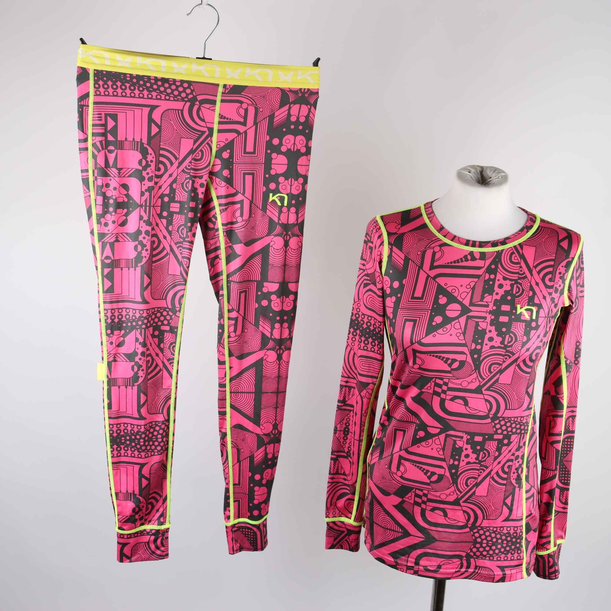 Träningsset, Kari Traa, rosa, svart, mönstrad, stl. S