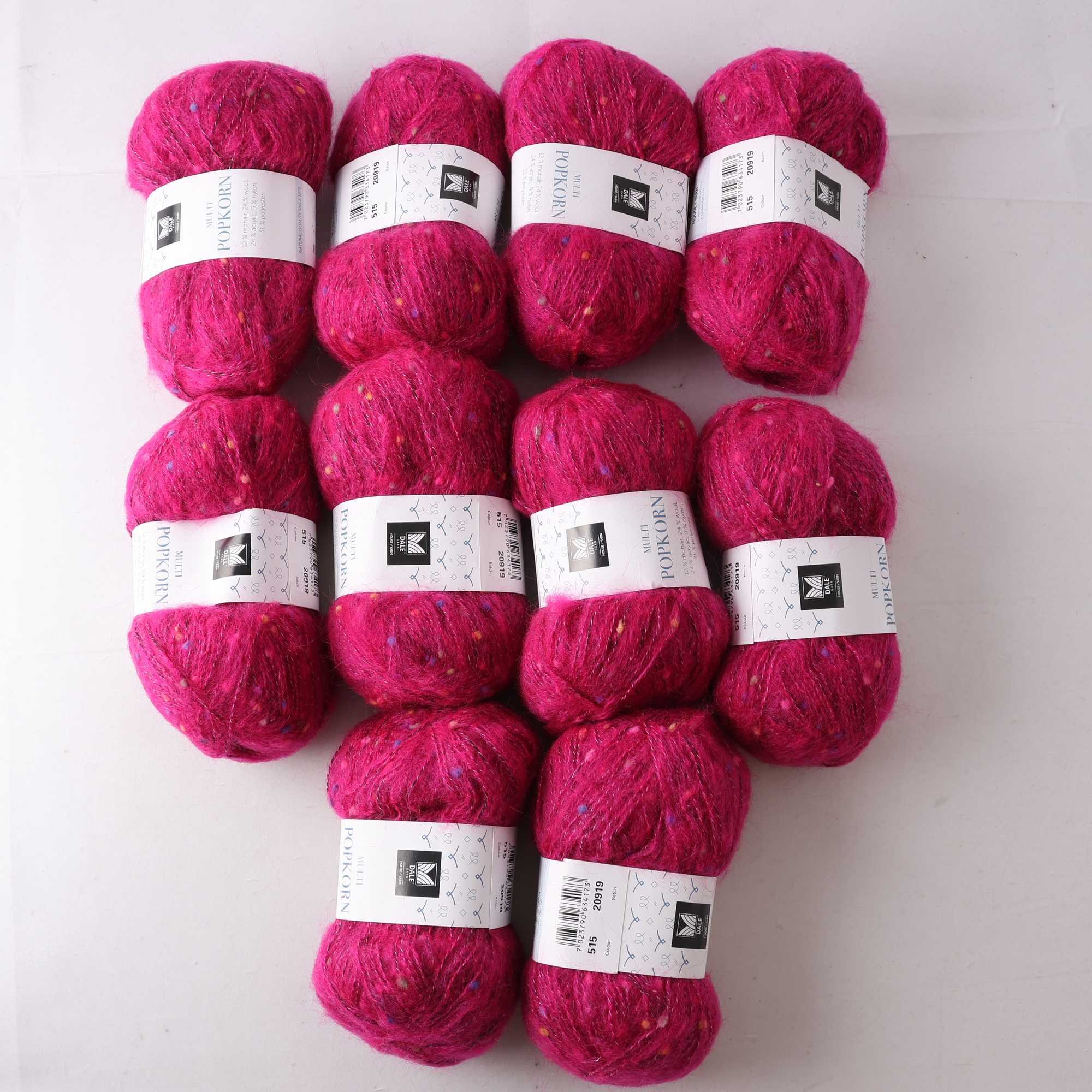 Garn, Poppkorn, rosa, Dale, 10 st.