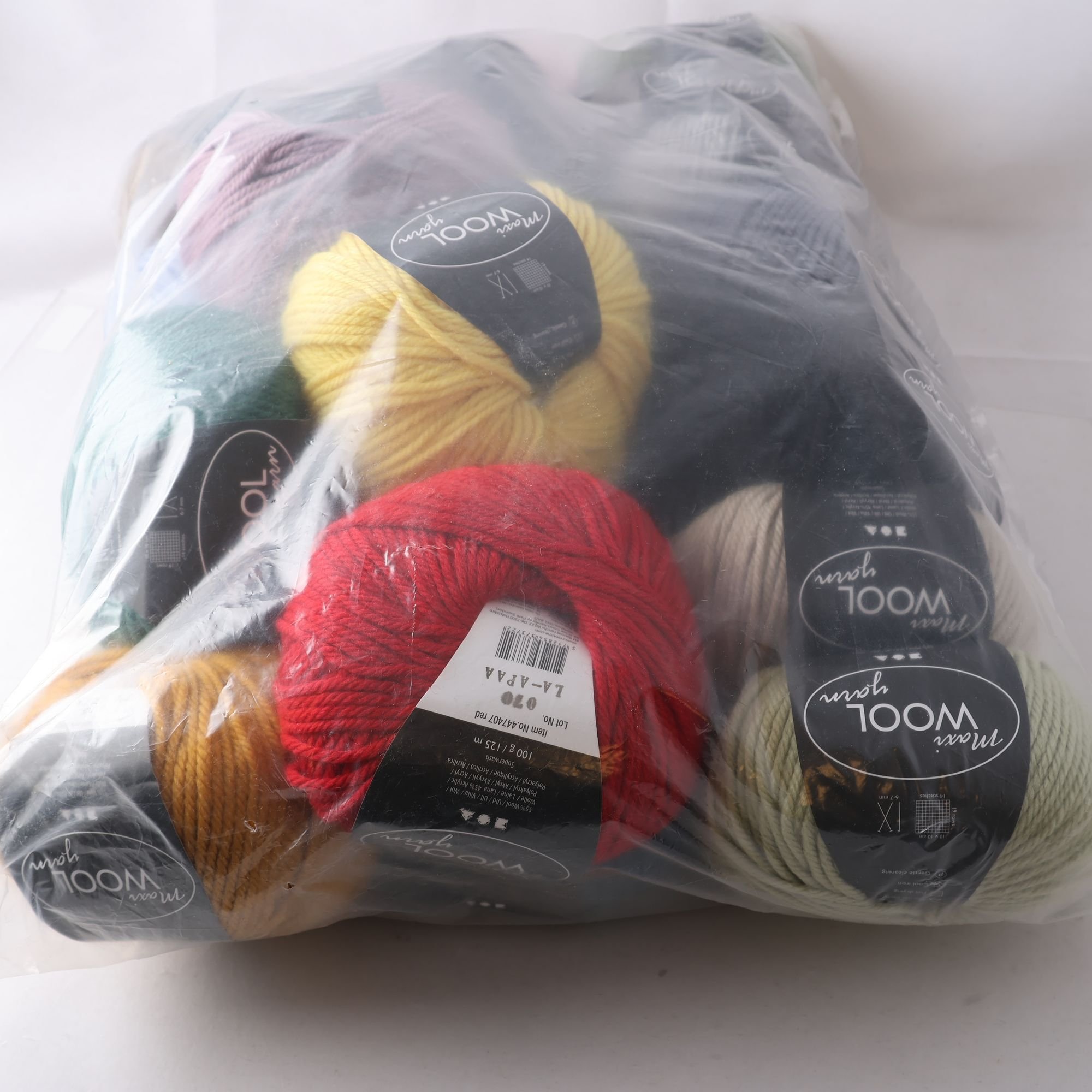 Garn, Maxi Wool, flerfärgade, ullmix, 20 stl.