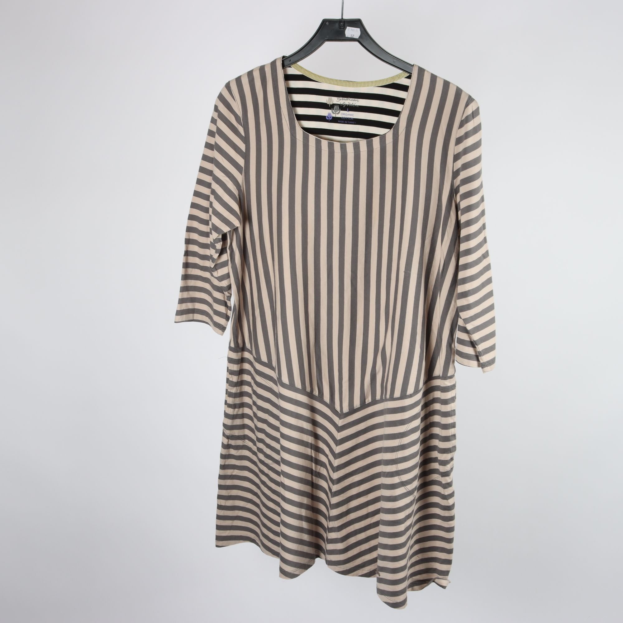 Klänning, Gudrun Sjödèn,grå, vit, randig, stl. L