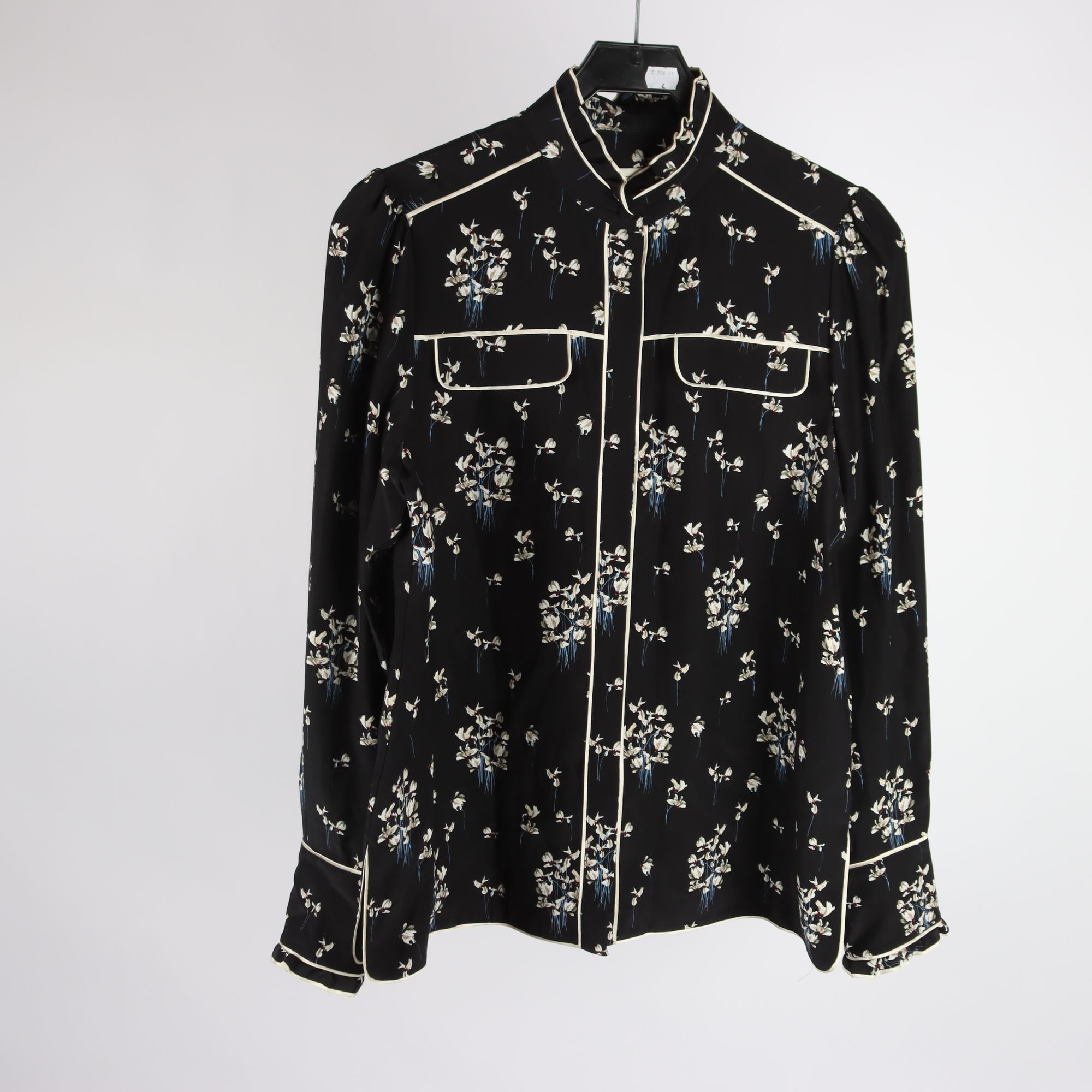 Blus, Erdem x H&M, svart, blommig, stl ca. S/M