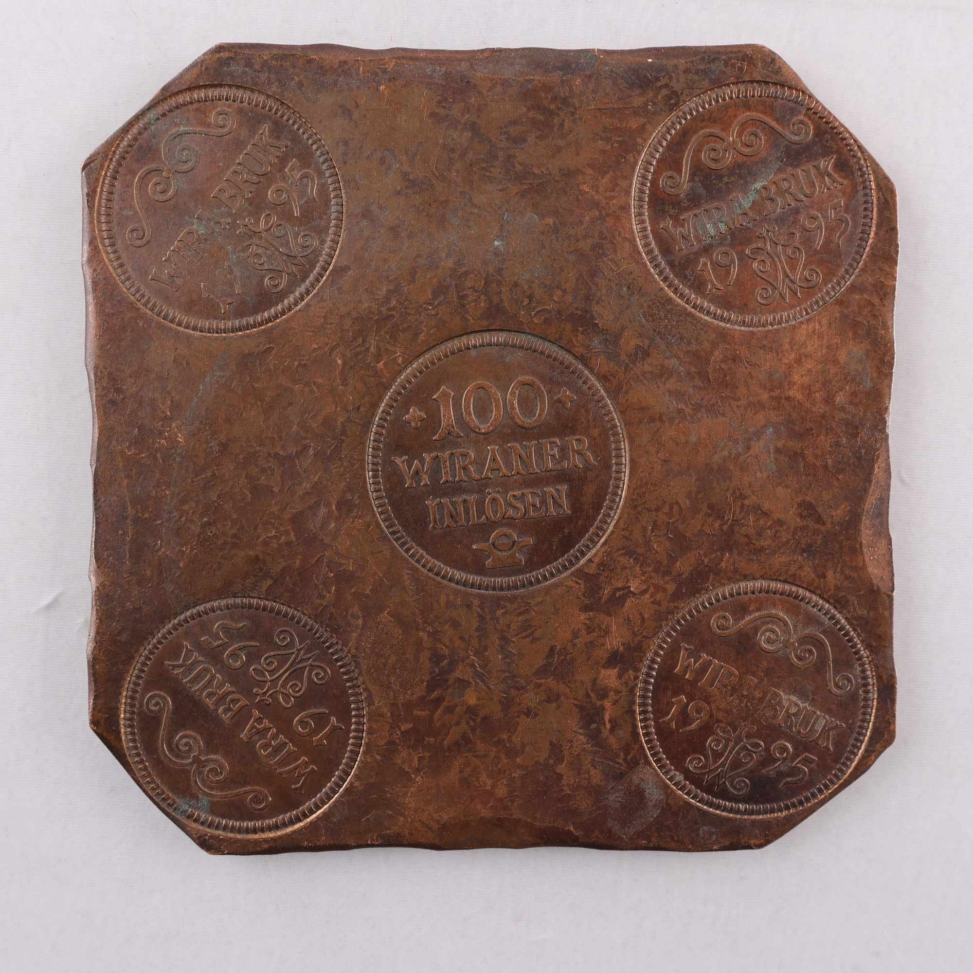 Plåtmynt, 1 st, koppar, 100 WIRANER, Wira bruk, 1995