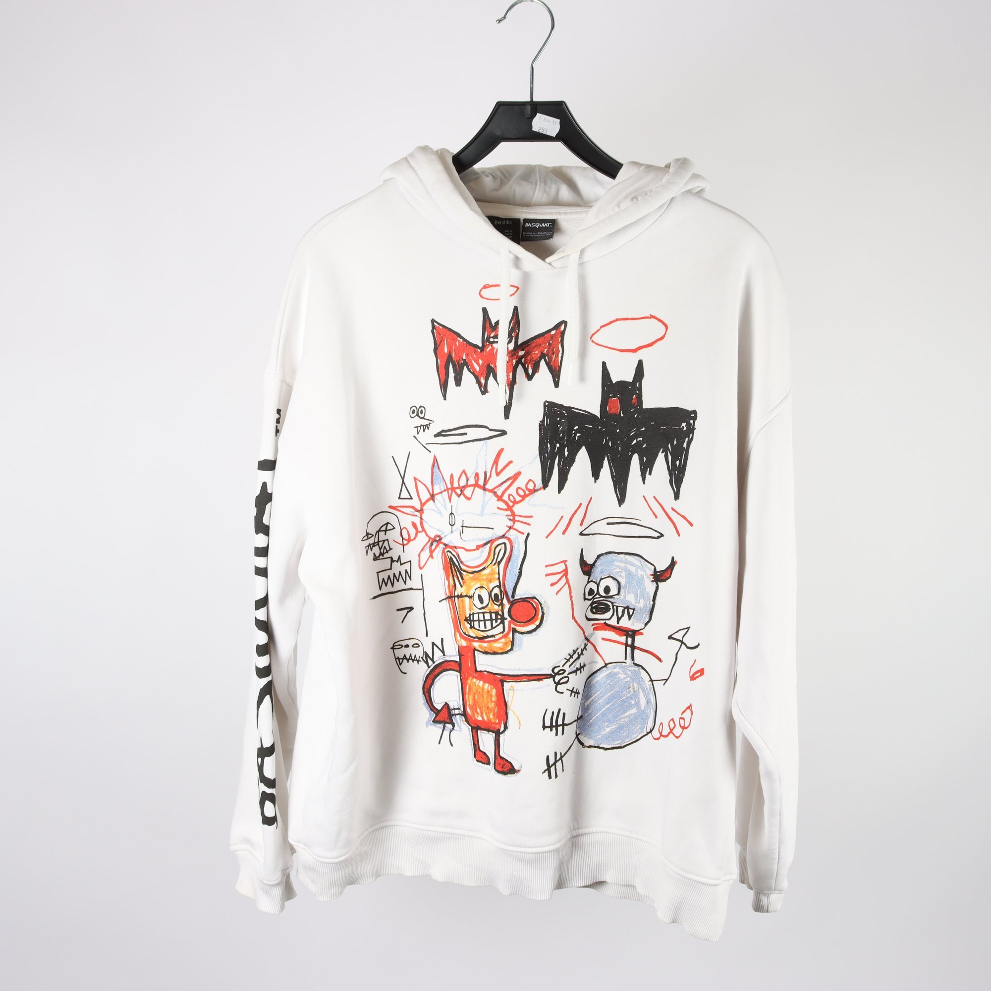 Hoodie, Bershka x Basquiat, vit, stl. M