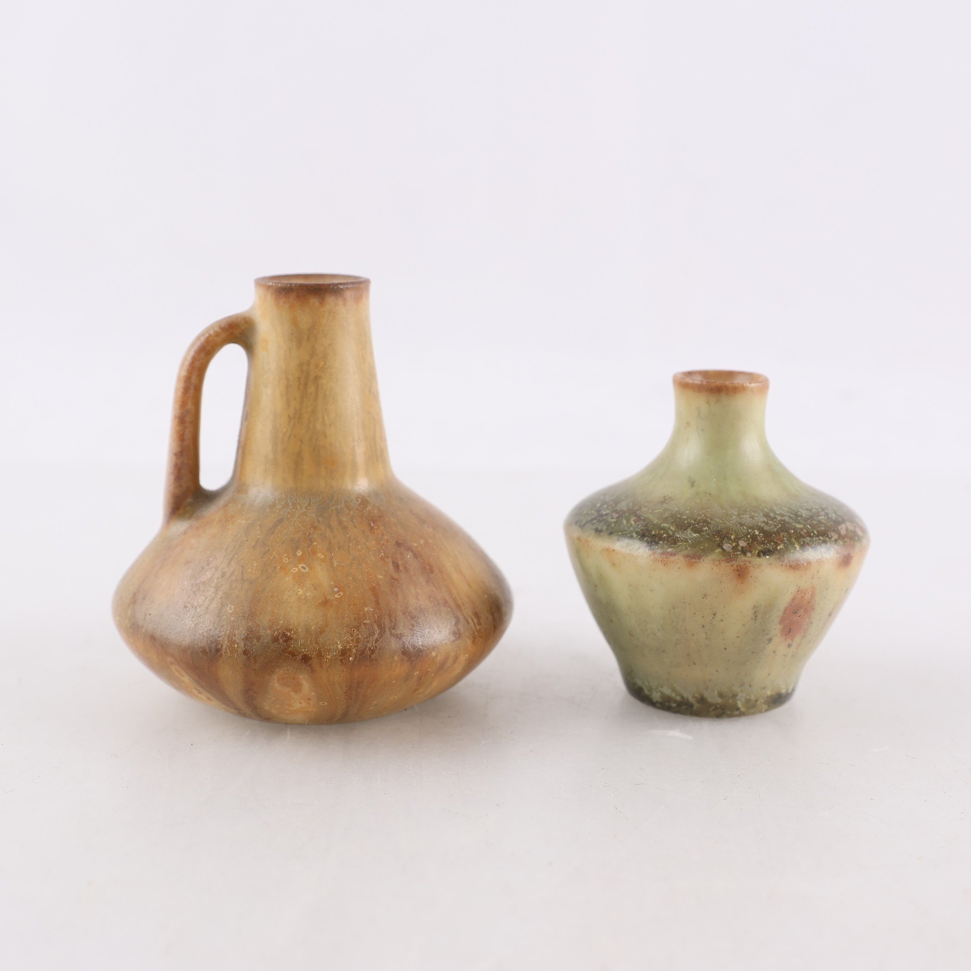 Miniatyrvaser, harpälsglasyr, Carl-Harry Stålhane, Rörstrand, 2 st