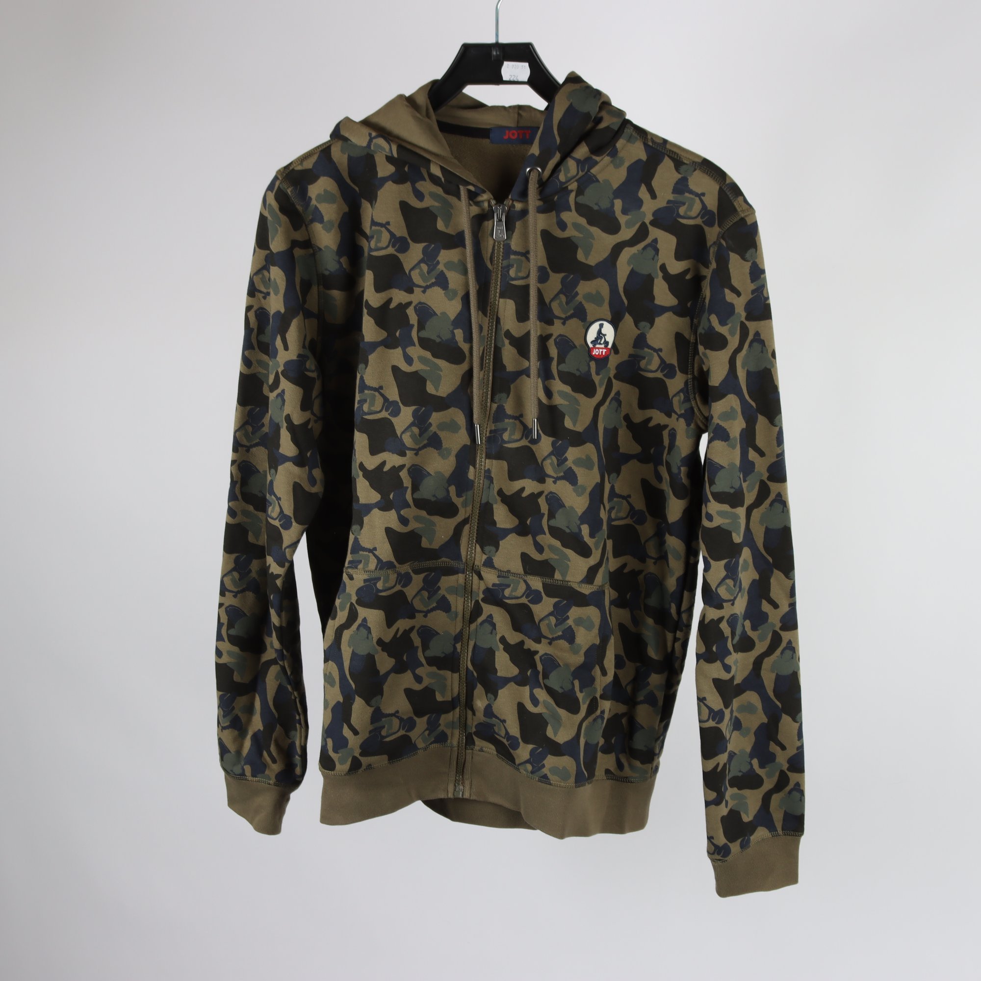 Hoodie, Jott, grön, mönstrad, stl. L