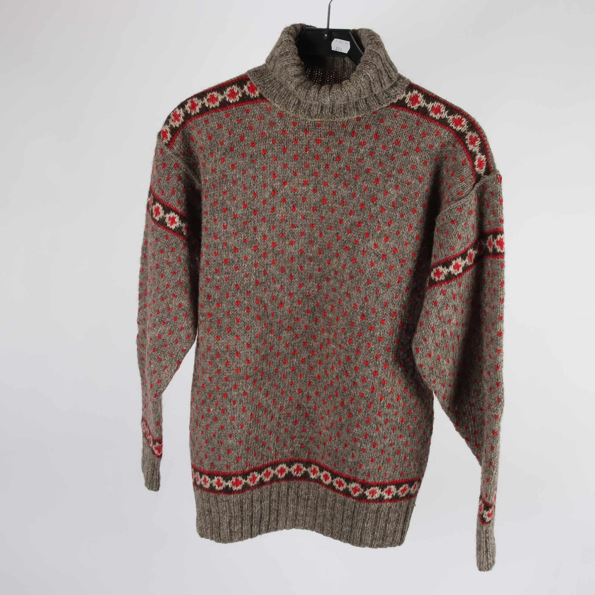 Tröja, Okänd, brun, röd, stl ca. M/L