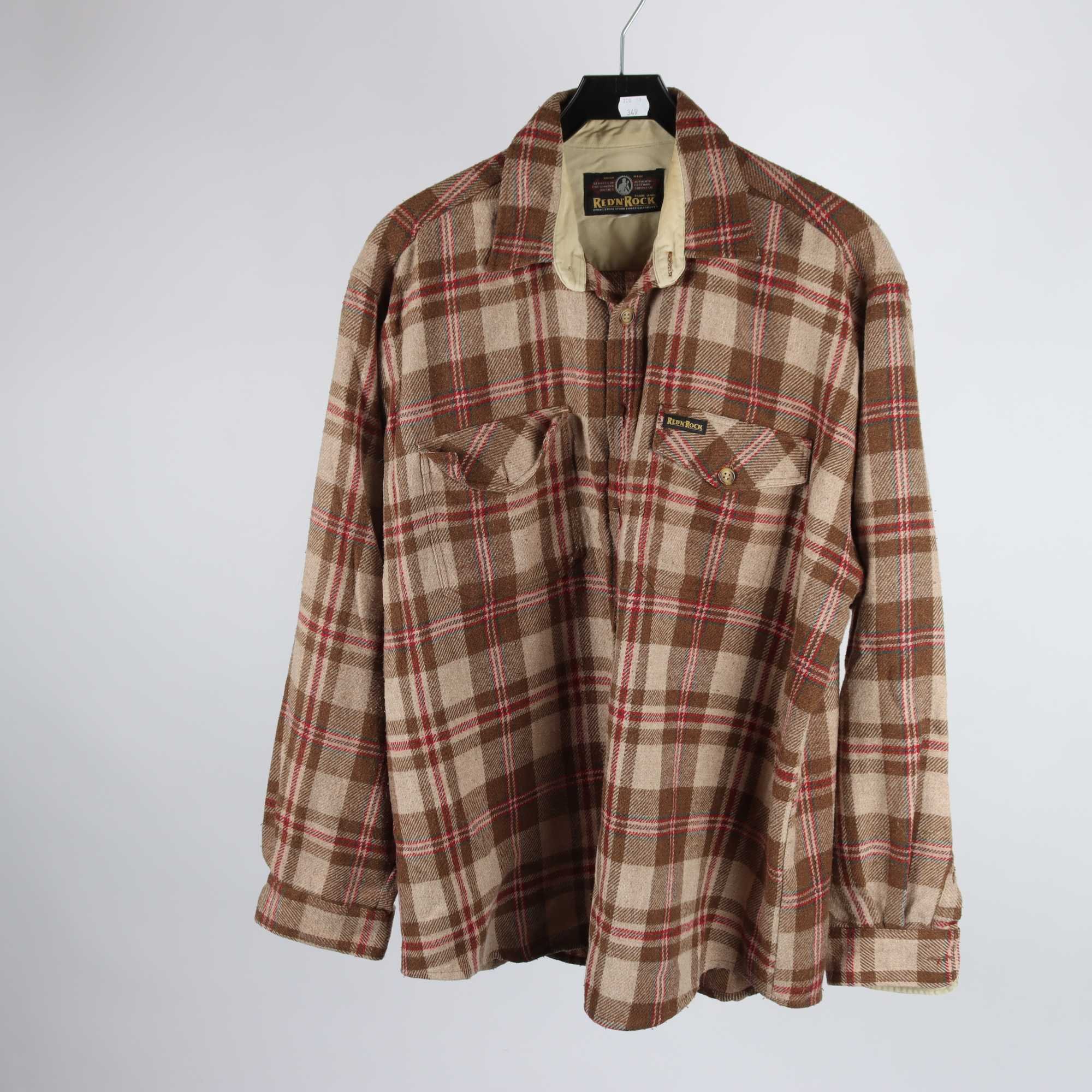 Skjorta, Red n Rock, beige, vinröd, ullmix, stl. L.