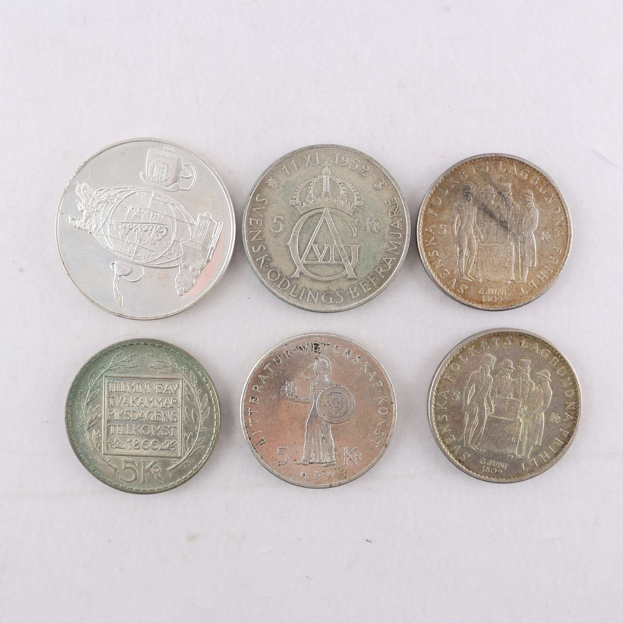 Samling med svenska jubileumsmynt, silver, 40%