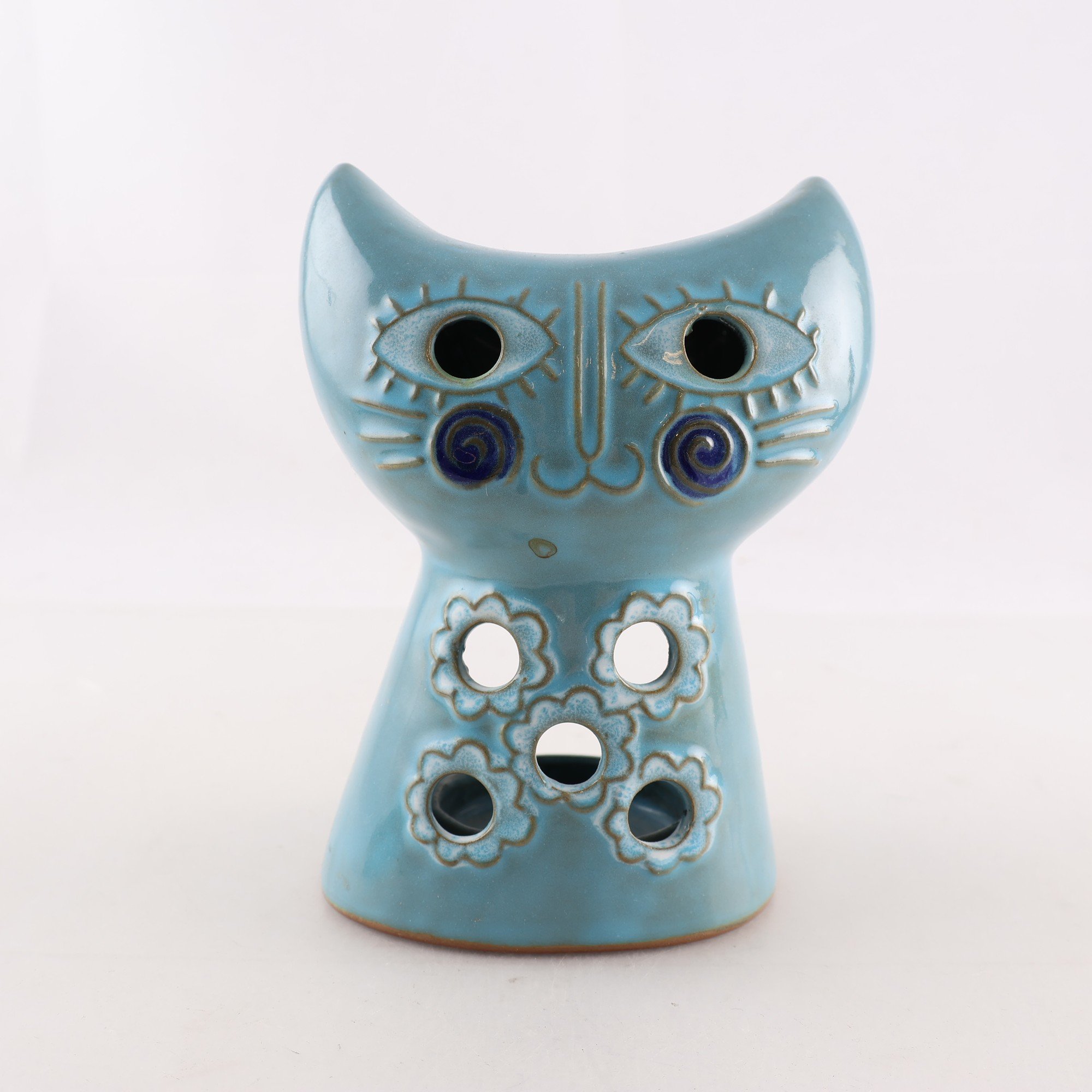 Ljuslykta, katt, keramik, Laurids Lönborg, Danmark